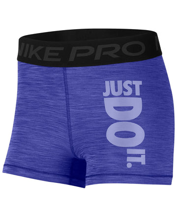 Nike Womens Pro Dri-fit Just Do It Shorts Blue Size XS