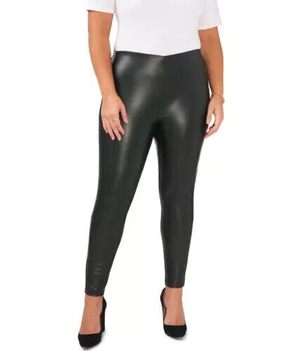Vince Camuto Womens Black PU Faux Leather Skinny Jeggings Pants Size 1X MSRP $89