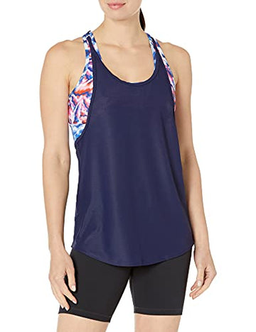 TYR SPORT Women's Standard Tankini, Red Blue, Size S