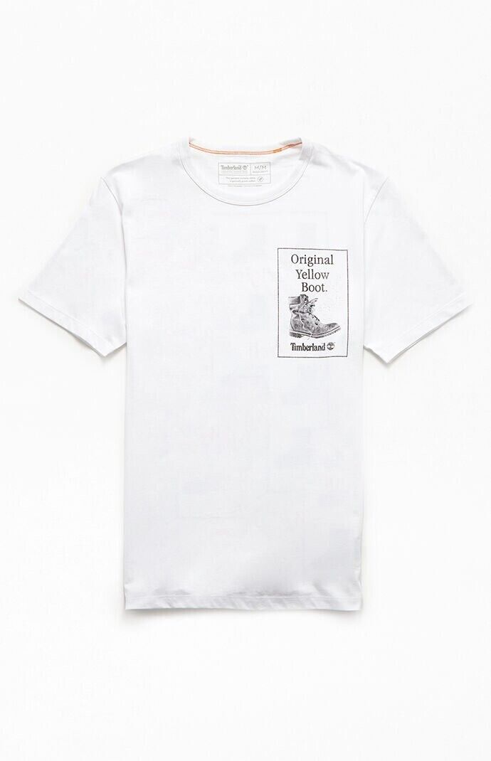 TIMBERLAND Men's Archive Original Yellow Boot Logo Graphic T-Shirt White Size S