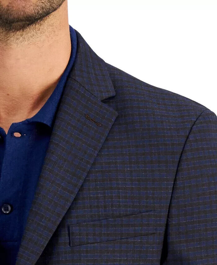 TOMMY HILFIGER Men's Modern-Fit Brown/Blue Plaid Blazer Size 36S MSRP $295