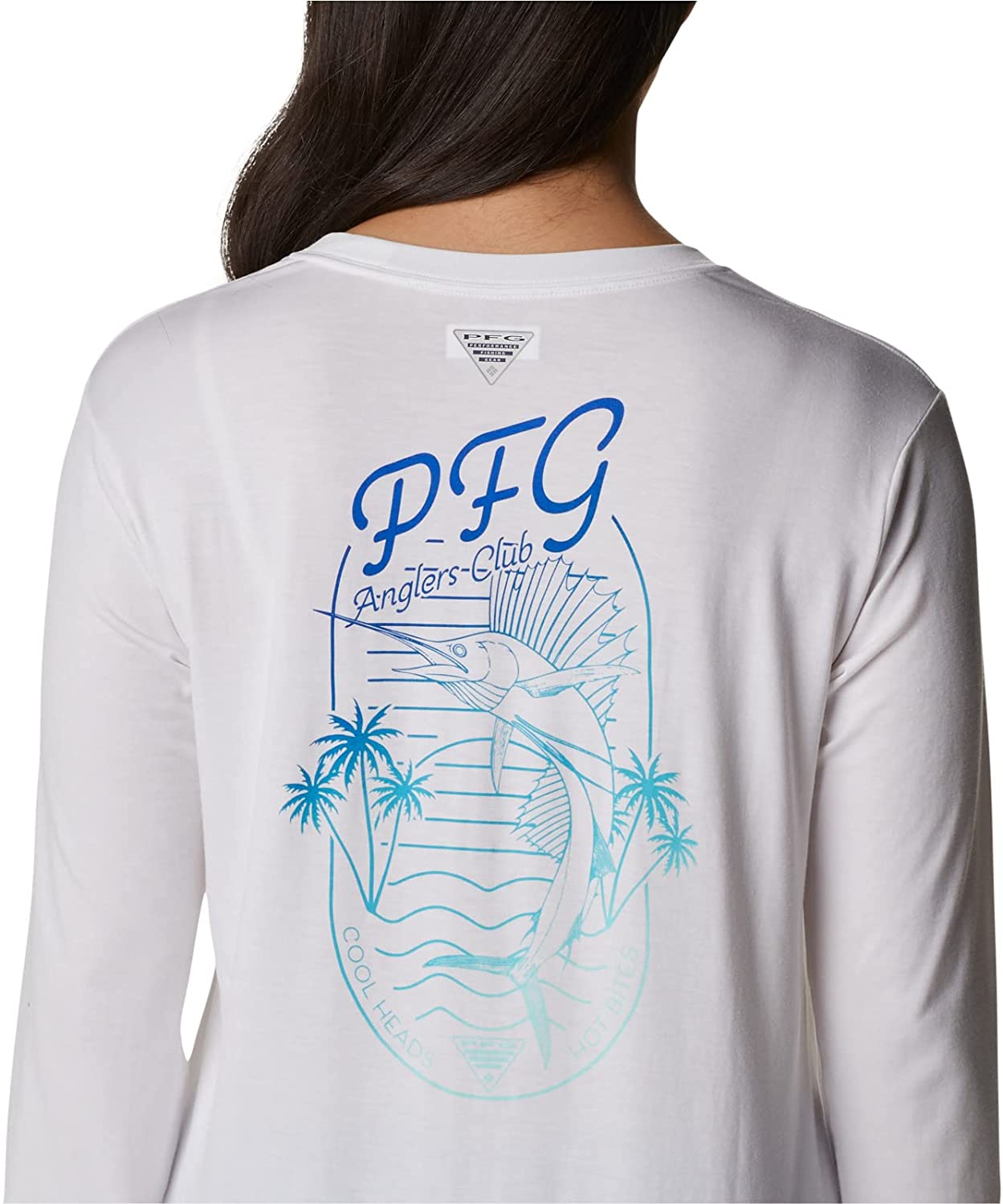 Columbia Womens Slack Boyfriend Long Sleeve White Macaw Gradient Size XL