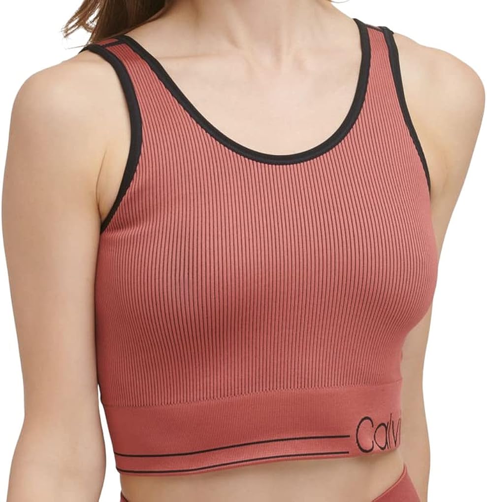 Calvin Klein Performance Women's Medium-Impact Crop Top (Clay Brown, Size S)