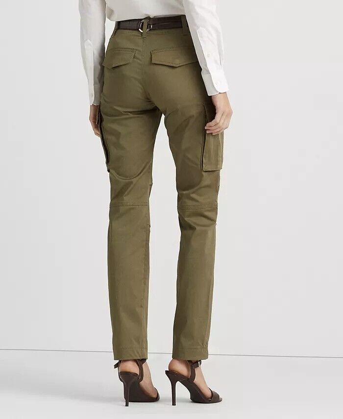 LAUREN Ralph Lauren Cotton Sateen Cargo Pant Olive Green Size 18 MSRP $175