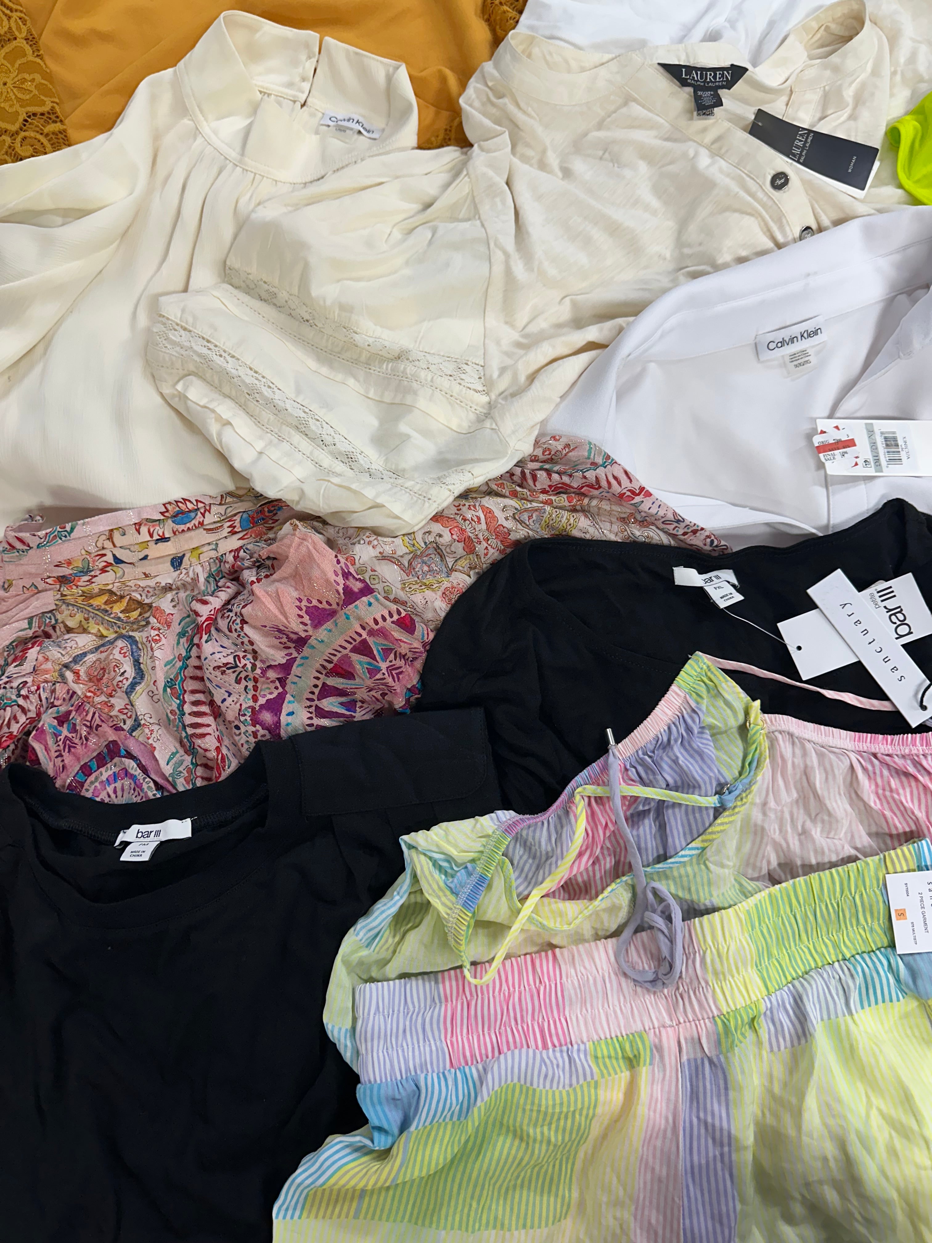 Women's Clothing Tops, Dress and Other, Wholesale Lot, RALPH LAUREN, Reebok, DKNY, CALVIN KLEIN, GUESS, SANCTUARY and more, 13 items, Shelf Pulls, MSRP $814