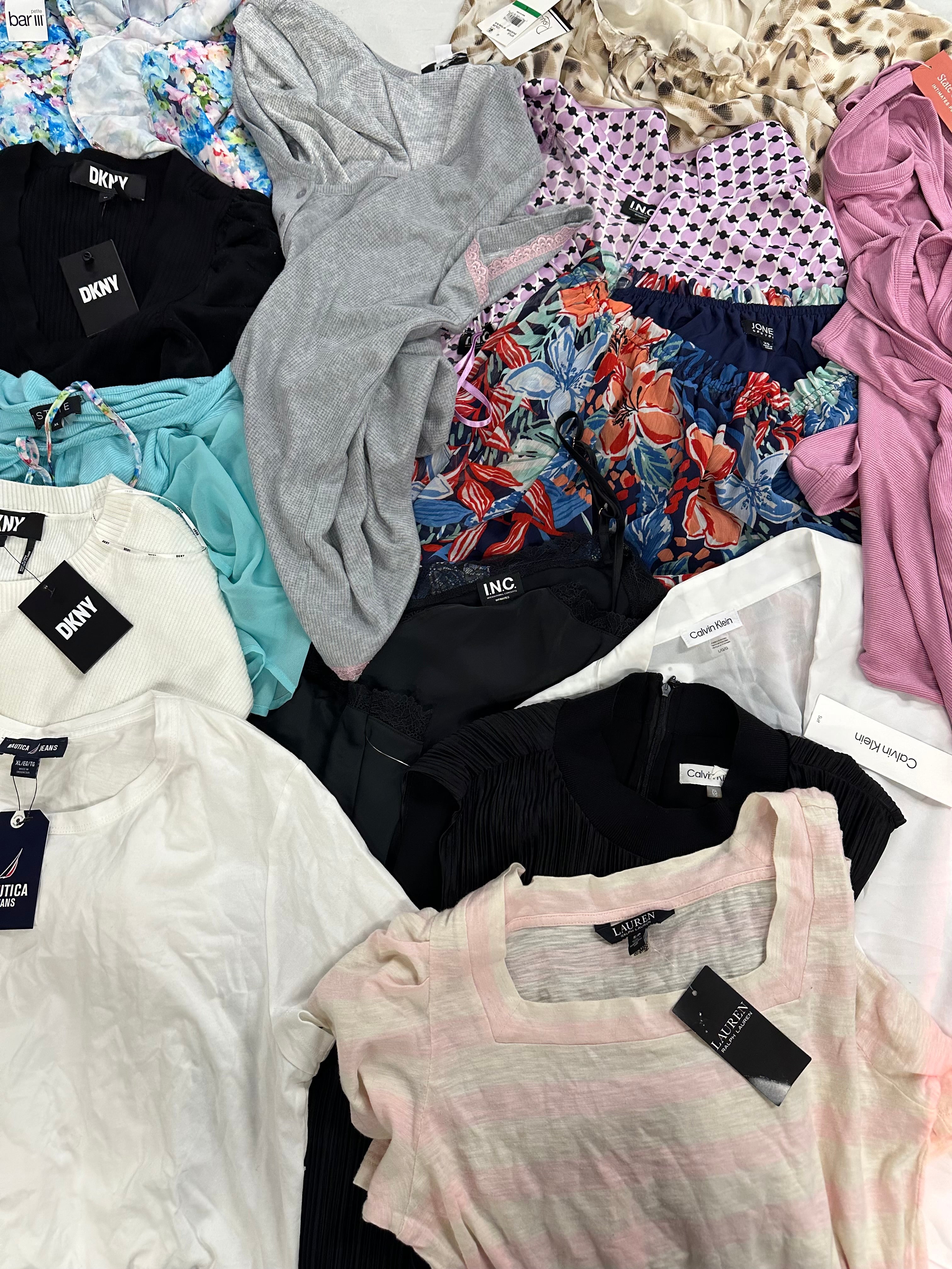 Women's Clothing Tops and Others Wholesale Lot, LAUREN RALPH LAUREN, NAUTICA, CALVIN KLEIN, JONES NEW YORK, ROUDELAIN and more, 17 items, Shelf Pulls, MSRP $1,023