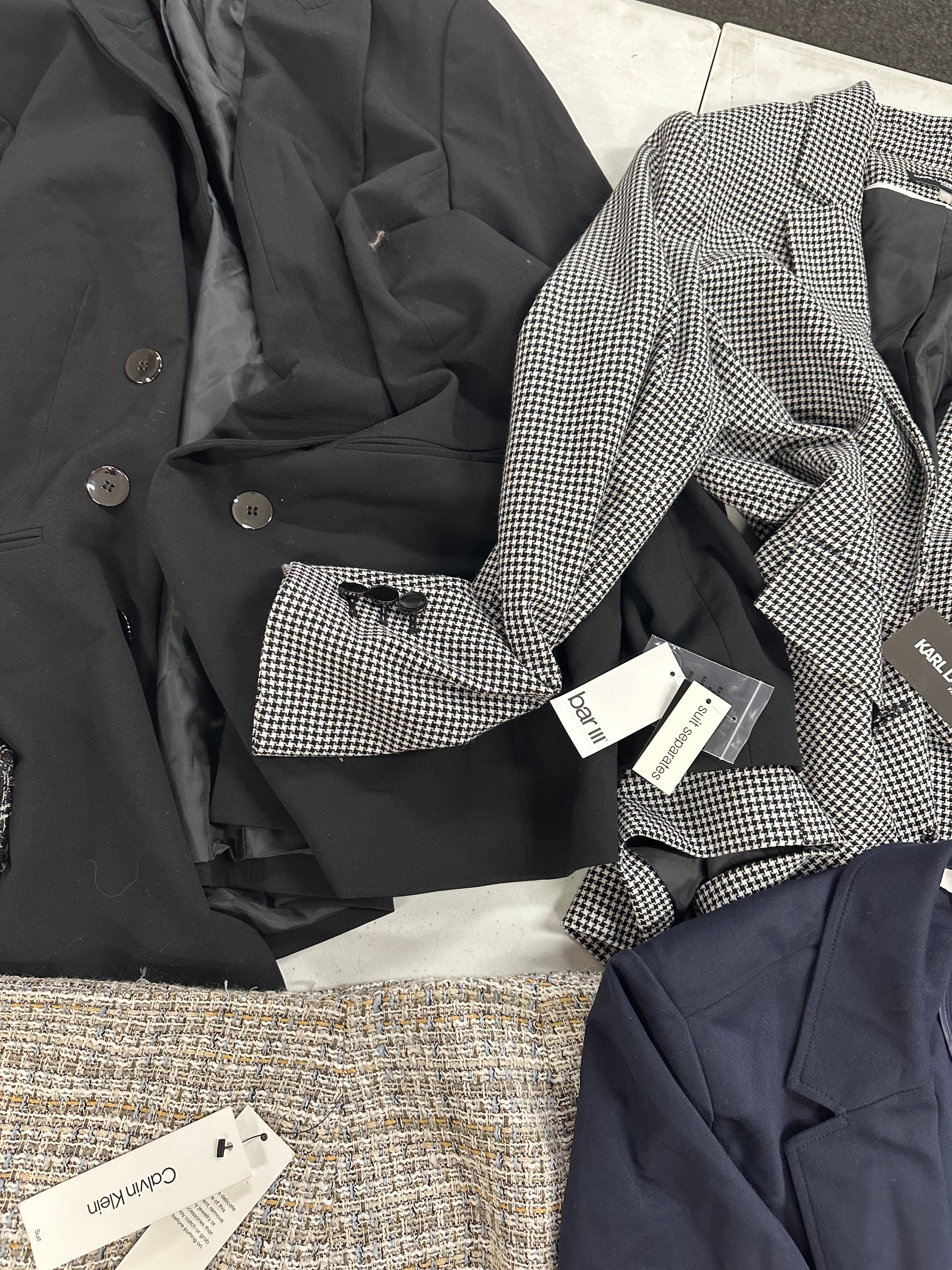 Women's Clothing Blazer, Skirt Wholesale Lot, CALVIN KLEIN, KARL LAGERFELD, NY COLLECTION and more, 5 items, Shelf Pulls, MSRP $570