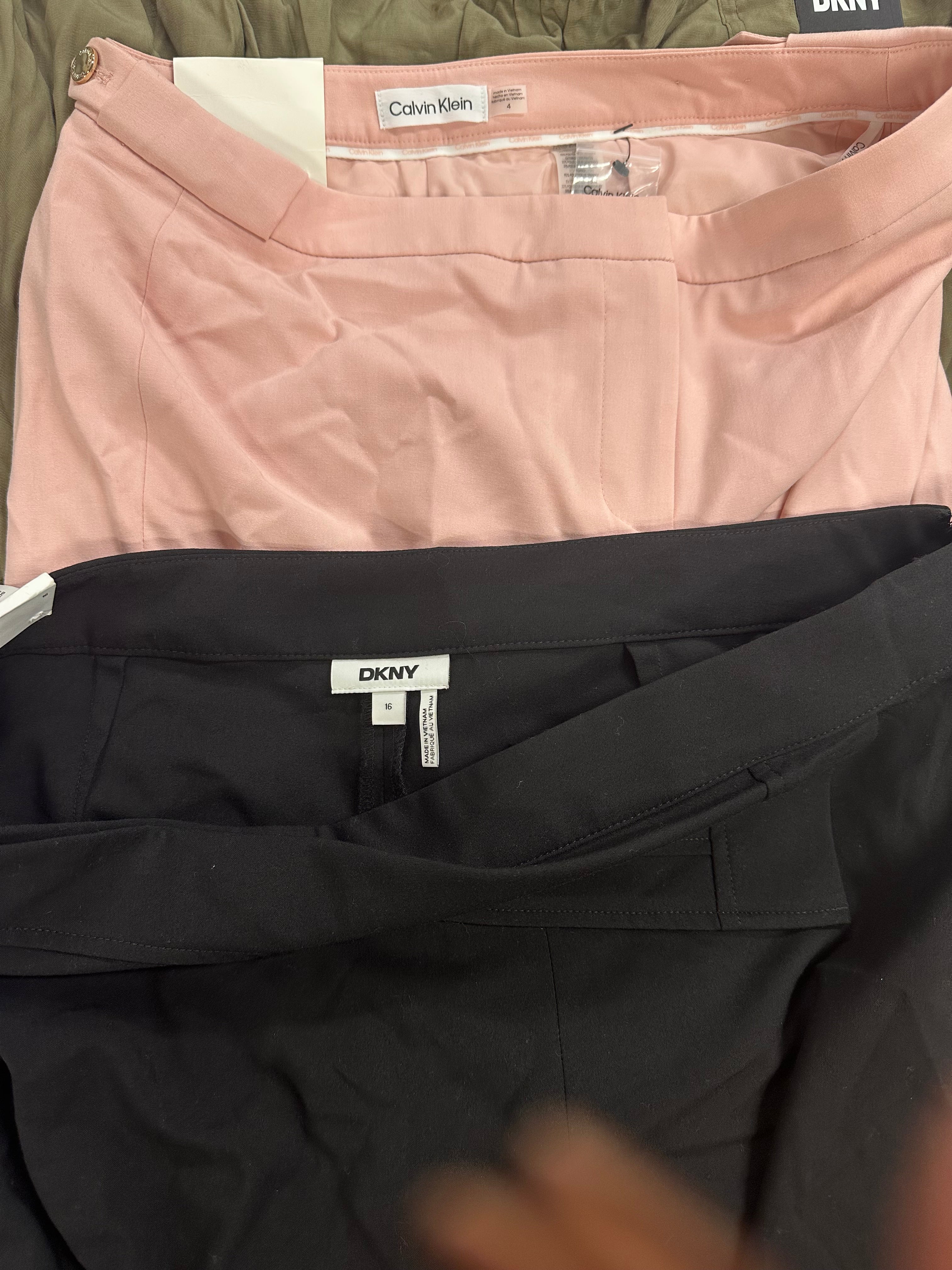Women's Clothing Pants Wholesale Lot, DKNY, CALVIN KLEIN, and BAR III, 7 Items, Shelf Pulls, MSRP $613