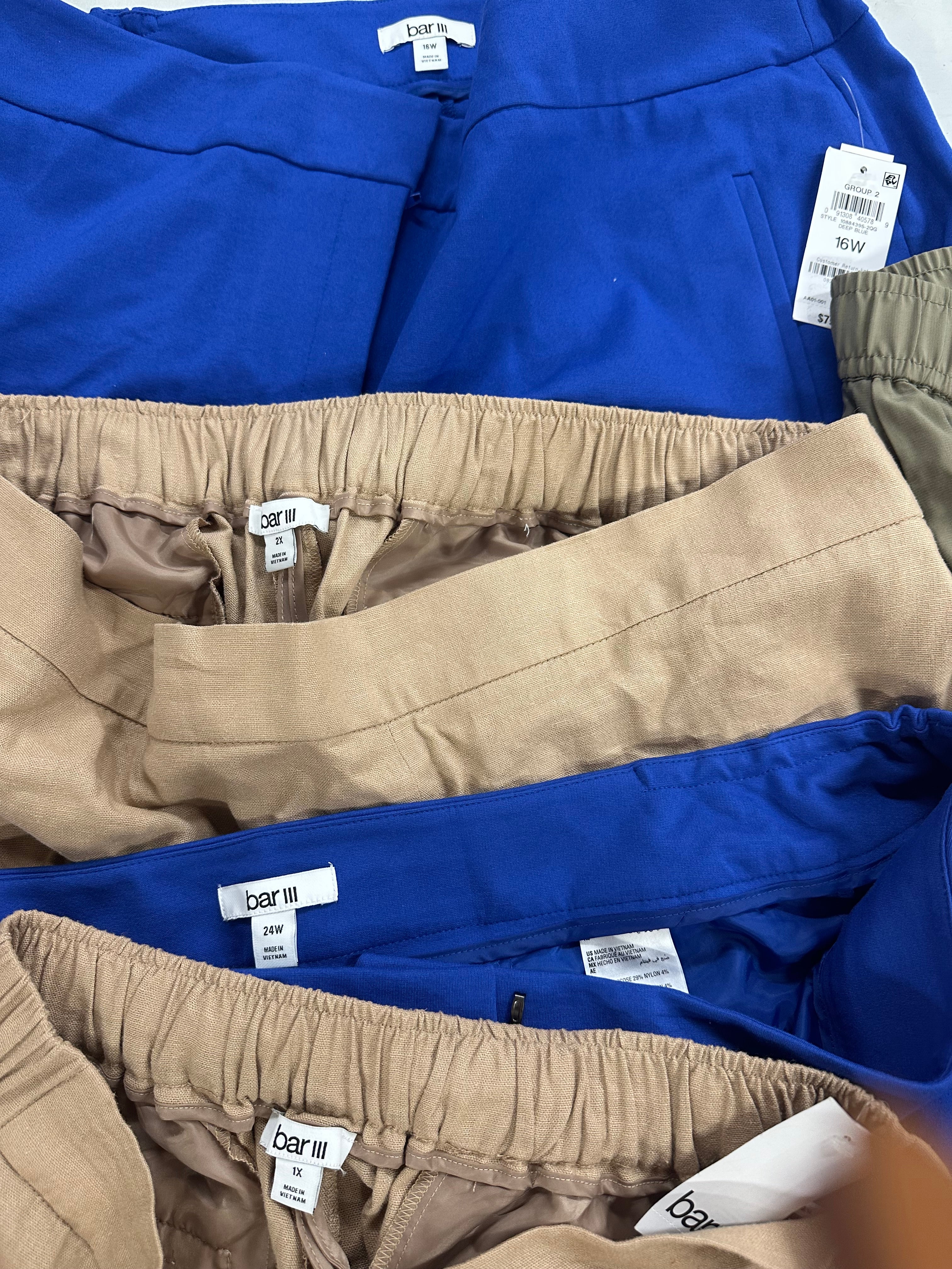 Women's Clothing Pants Wholesale Lot, DKNY, CALVIN KLEIN, and BAR III, 7 Items, Shelf Pulls, MSRP $613