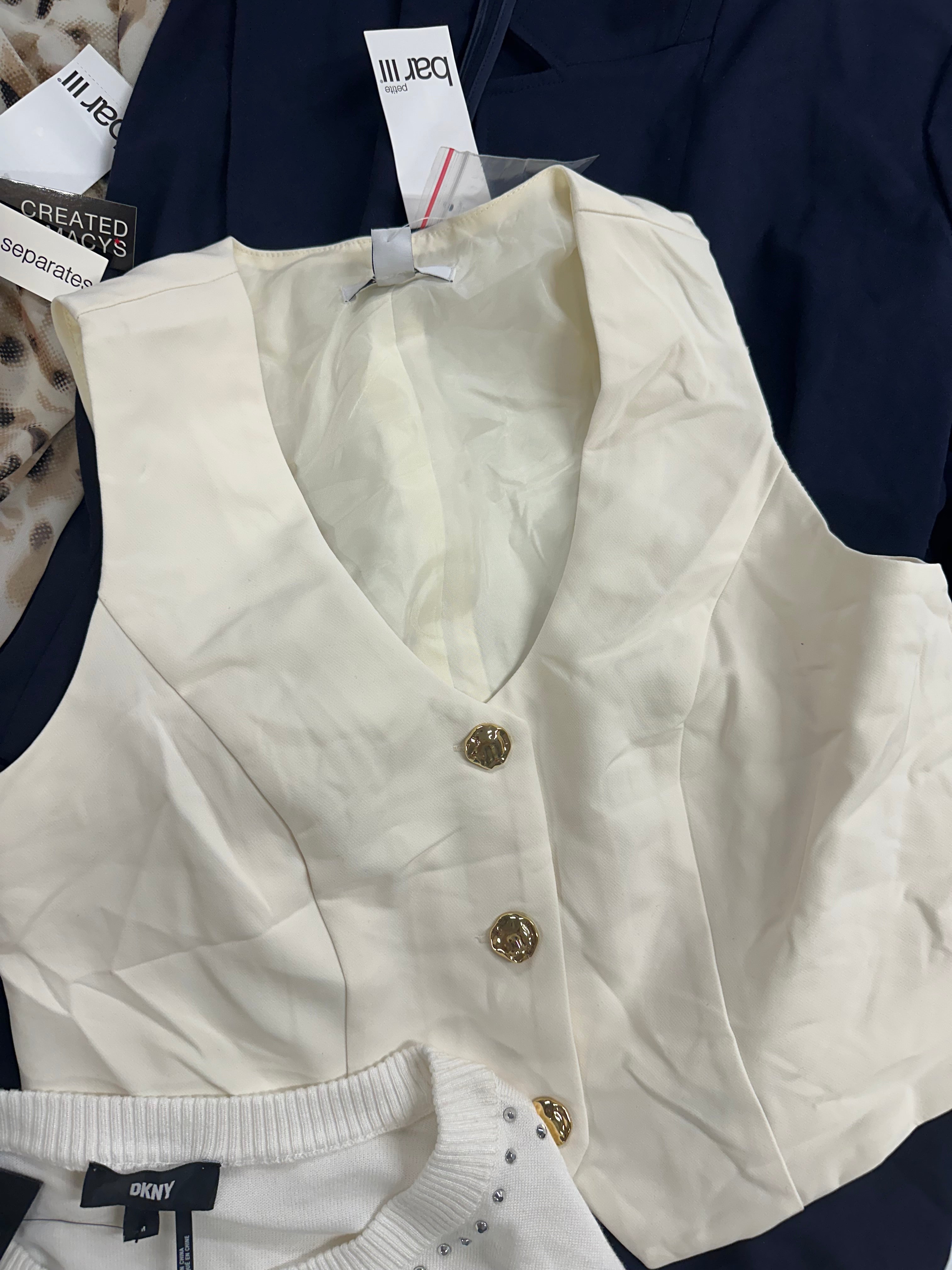 Women's Clothing Tops and Other Wholesale Lot,  TAHARI, DKNY, POLO RALPH LAUREN, CALVIN KLEIN, VINCE CAMUTO and more, 9 items, Shelf Pulls, MSRP $788