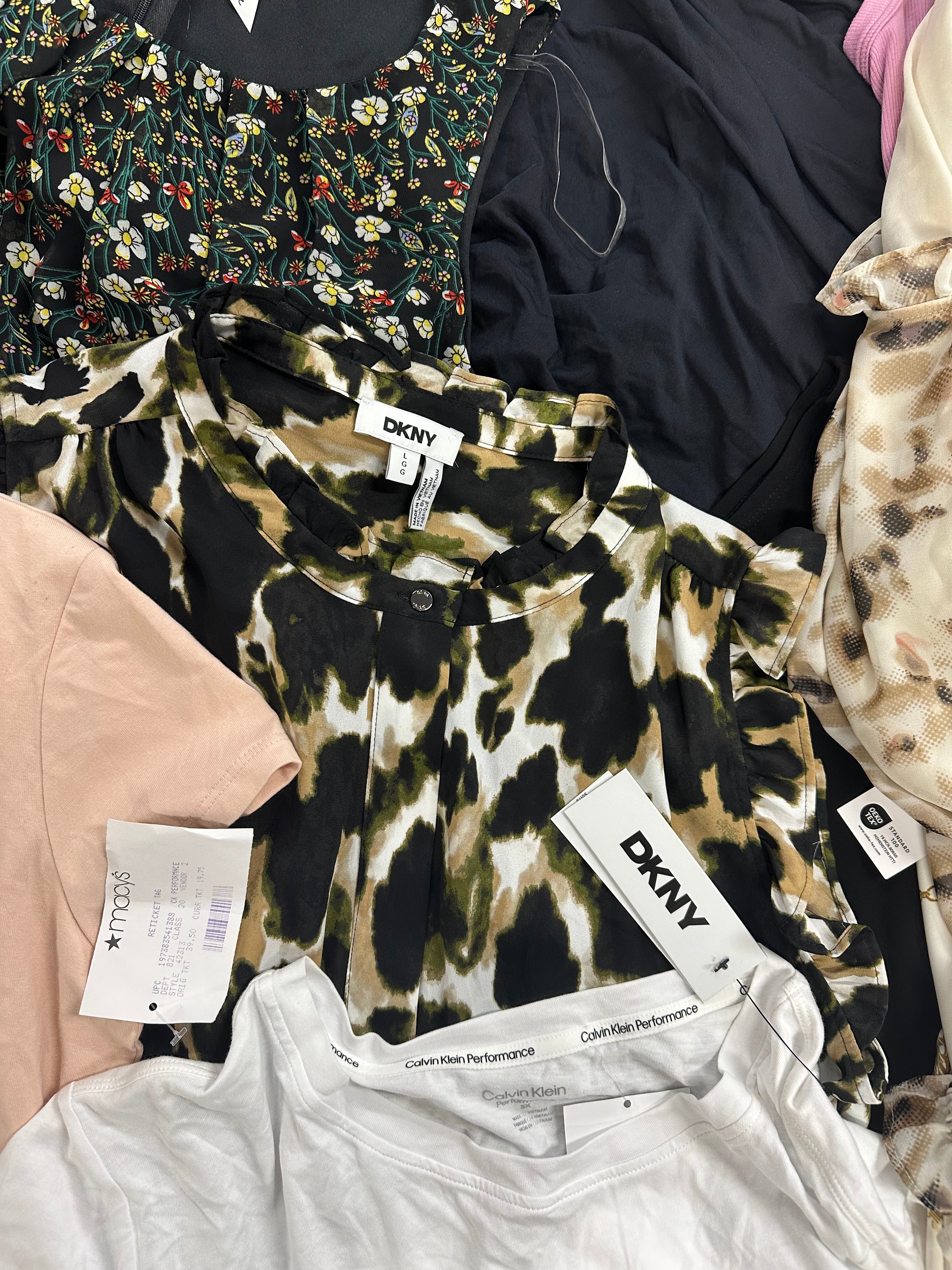 Women's Clothing Tops and Other Wholesale Lot, MICHAEL KORS, CALVIN KLEIN, DKNY, REEBOK, NY COLLECTION and more, 14 items, Shelf Pulls, MSRP $888