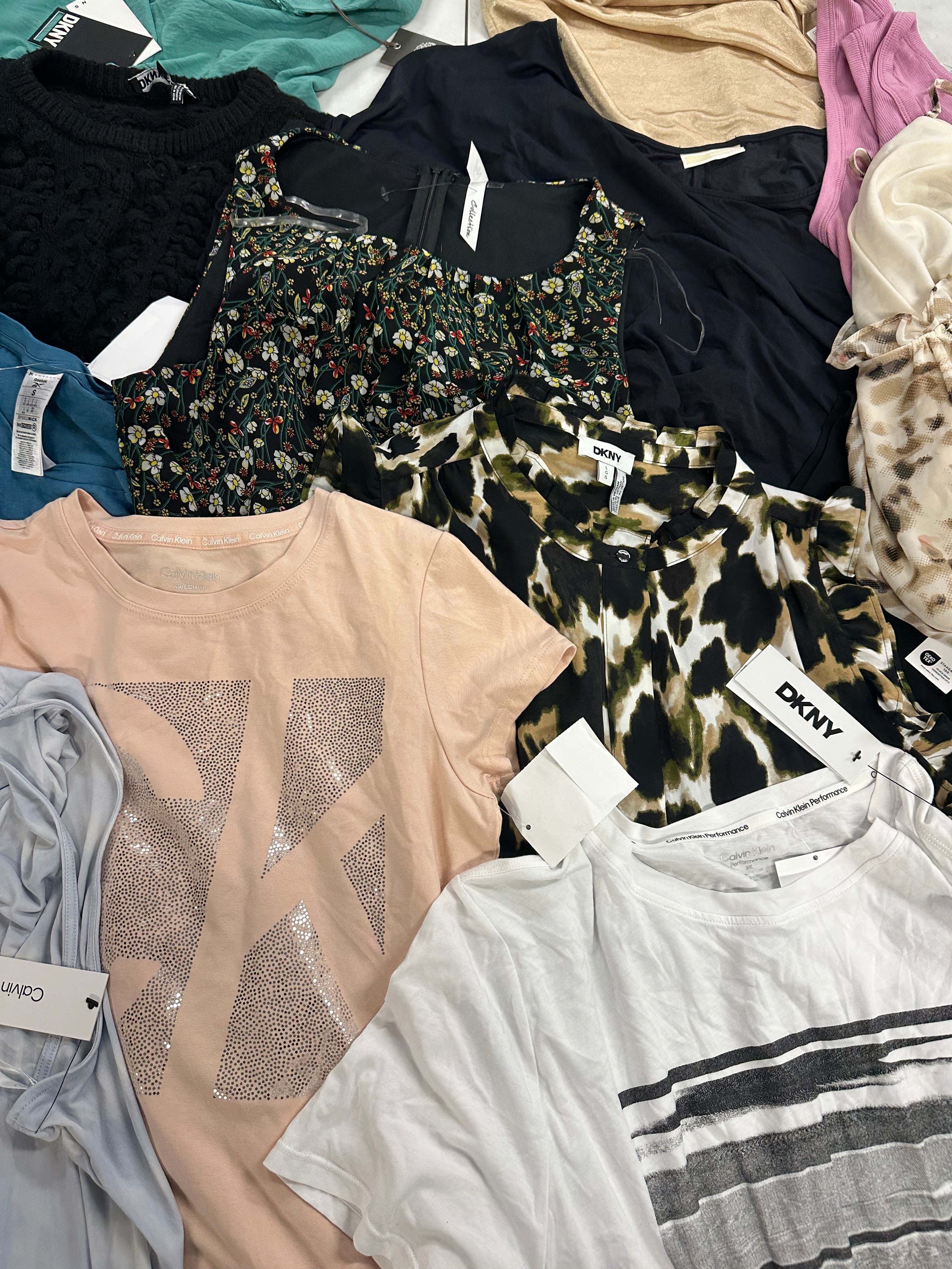 Women's Clothing Tops and Other Wholesale Lot, MICHAEL KORS, CALVIN KLEIN, DKNY, REEBOK, NY COLLECTION and more, 14 items, Shelf Pulls, MSRP $888