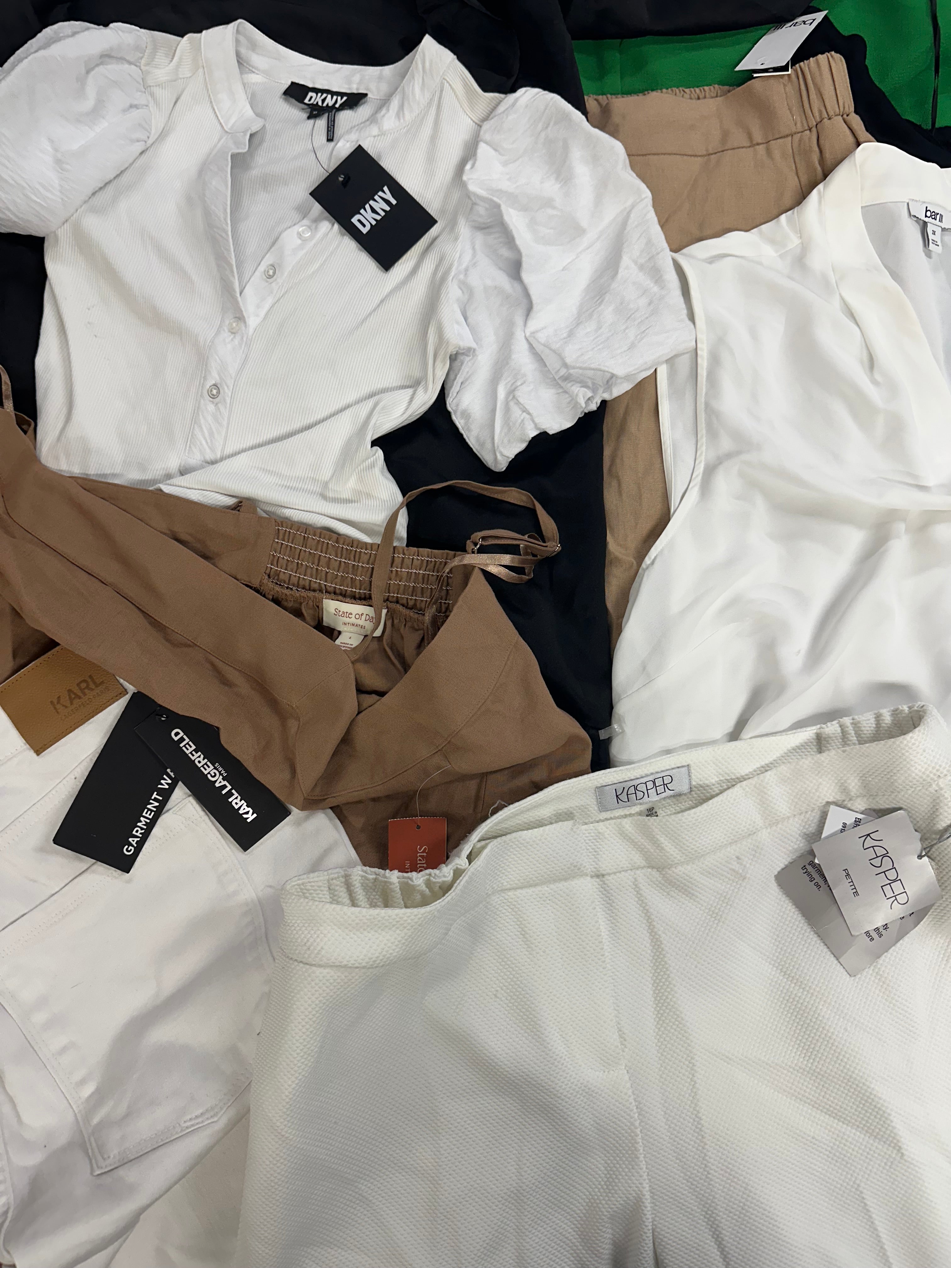 Women's Clothing Assorted Wholesale Lot, DKNY, KASPER, KARL LAGERFELD, STATE OF DAY and more, 9 items, Shelf Pulls, MSRP $668