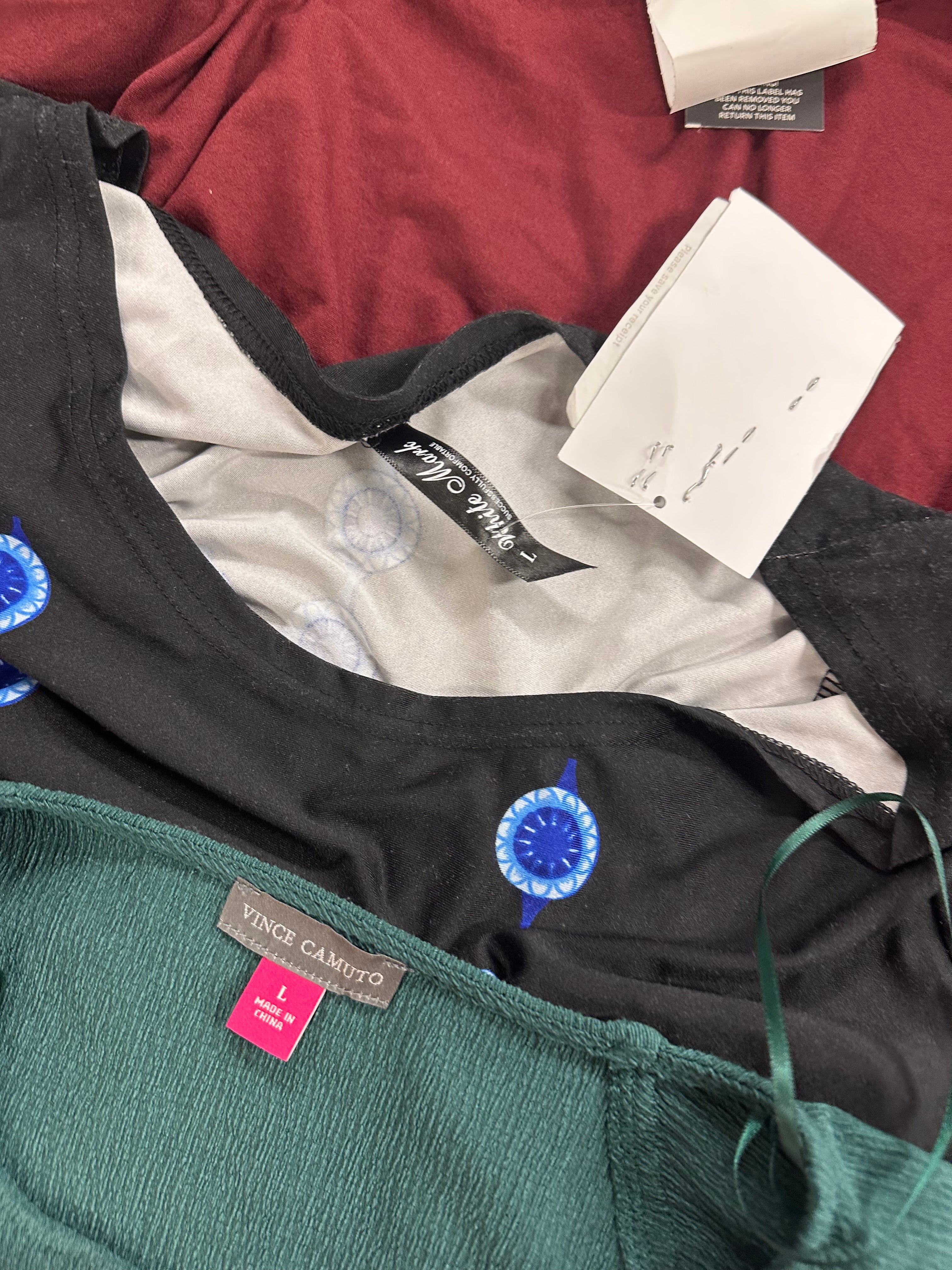 Women's Clothing Tops Wholesale Lot, LUCKY BRAND, CALVIN KLEIN, DKNY, HANES, WHITE MARK and more, 13 items, Shelf Pulls, MSRP $722