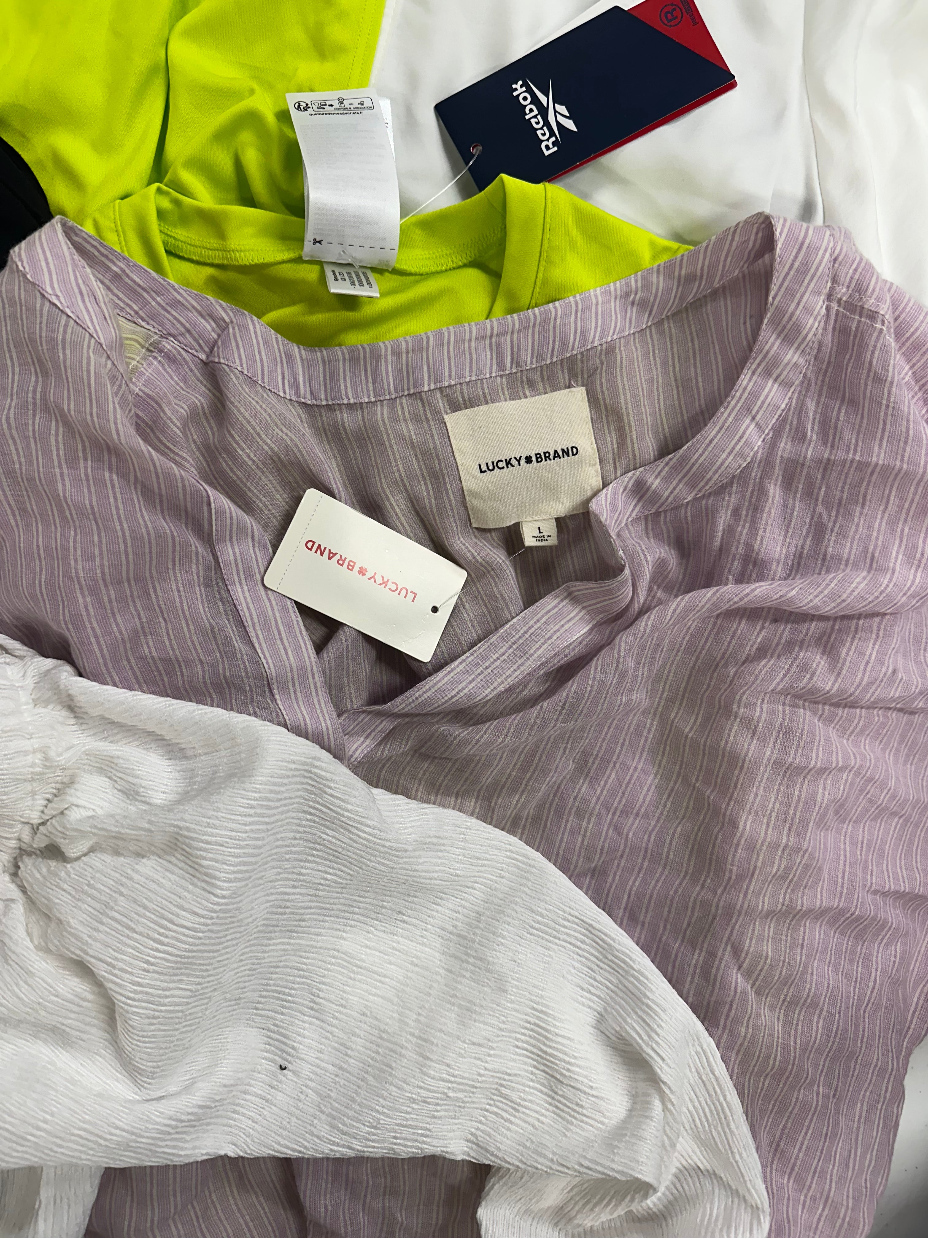 Women's Clothing Tops Wholesale Lot, MICHAEL KORS, LUCKY BRAND, CALVIN KLEIN, DKNY, REEBOK and more, 14 items, Shelf Pulls, MSRP $859