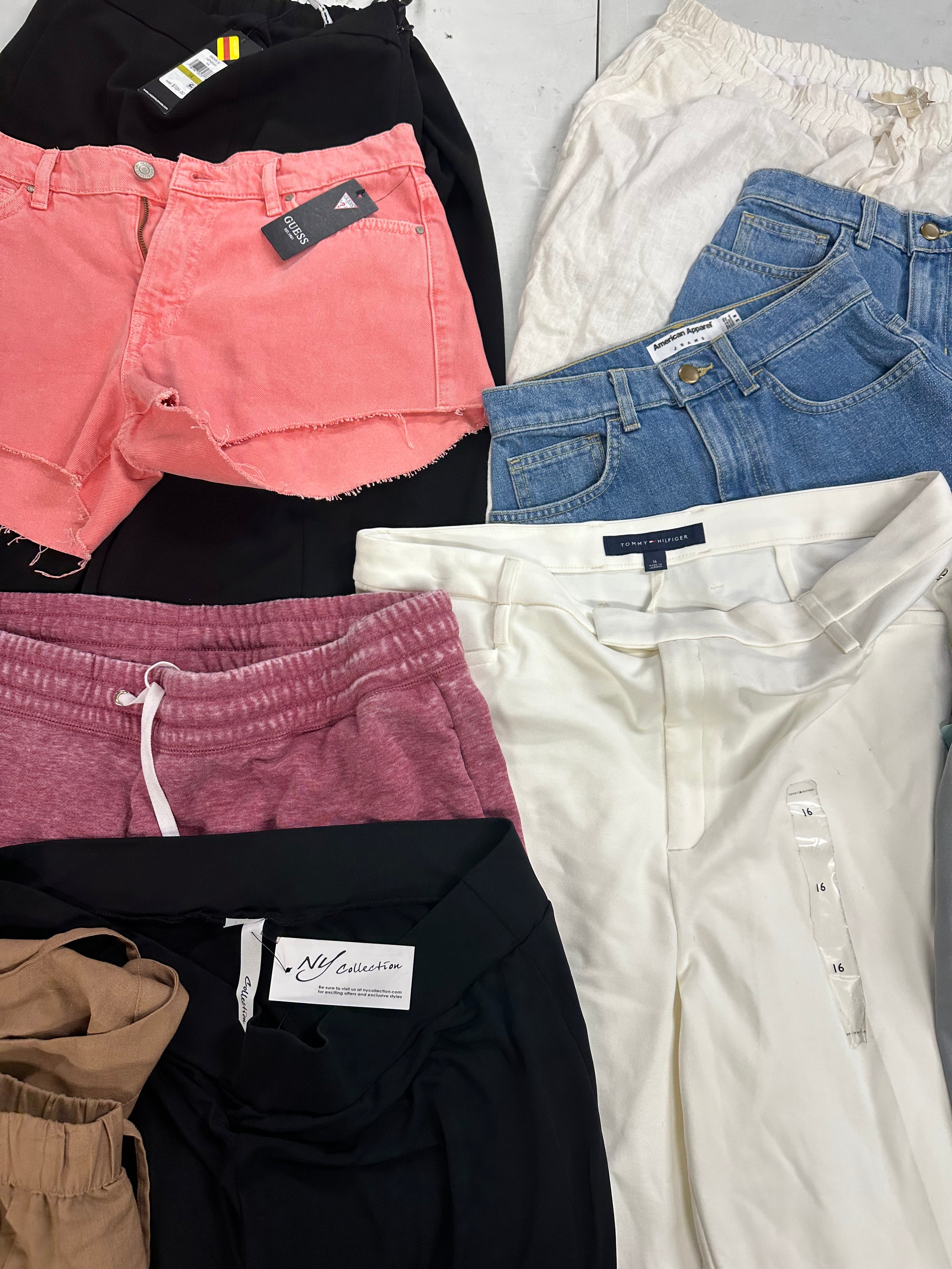 Women's Clothing Bottoms Wholesale Lot, MICHAEL KORS, TOMMY HILFIGER, GUESS, KARL LAGERFELD, AMERICAN APPAREL and more, 12 items, Shelf Pulls, MSRP $778