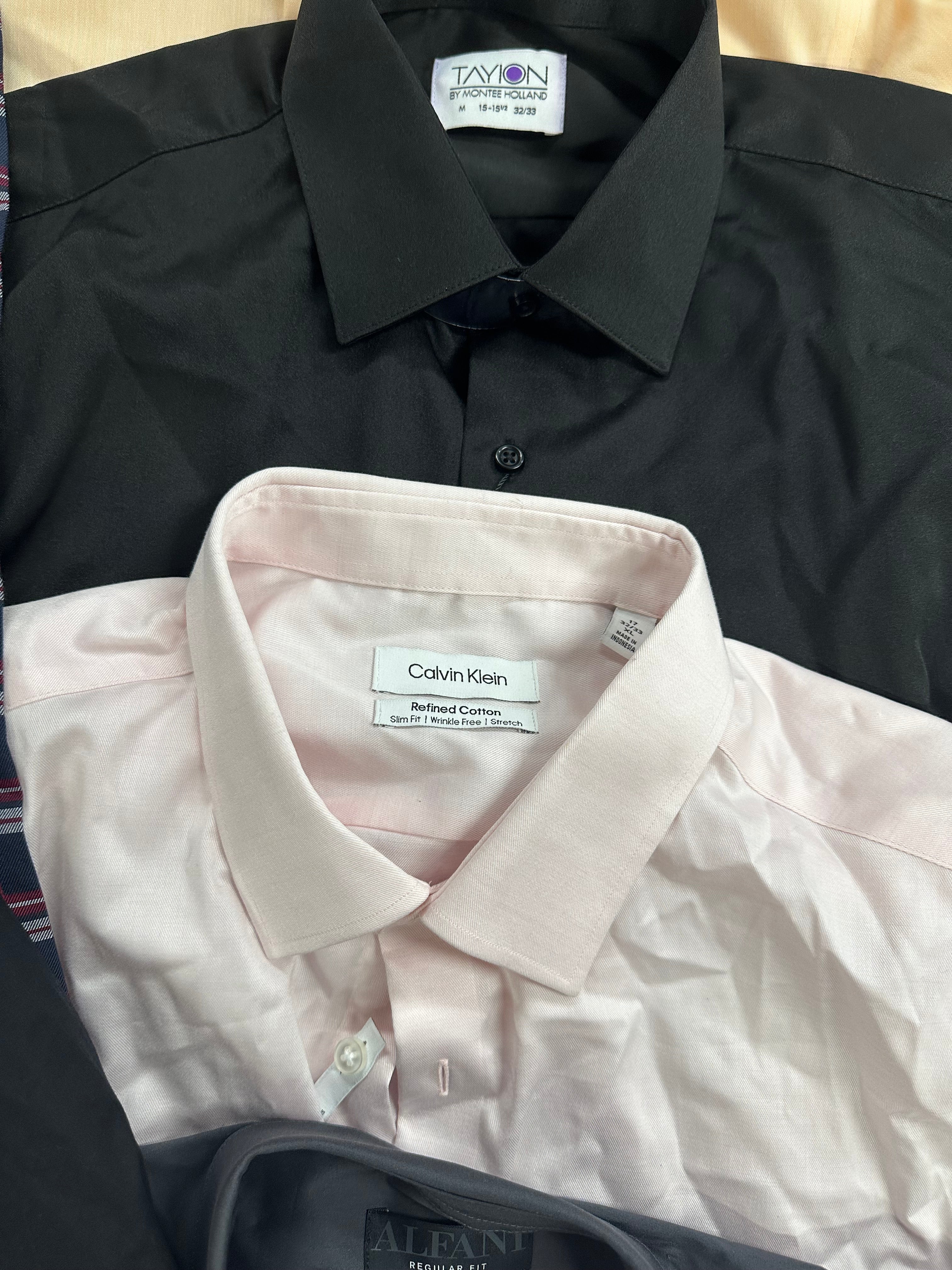 Men's Clothing Dress Shirts Wholesale Lot, BEN SHERMAN, CALVIN KLEIN, DKNY, TAYION and more, 8 Items, Shelf Pulls, MSRP $631