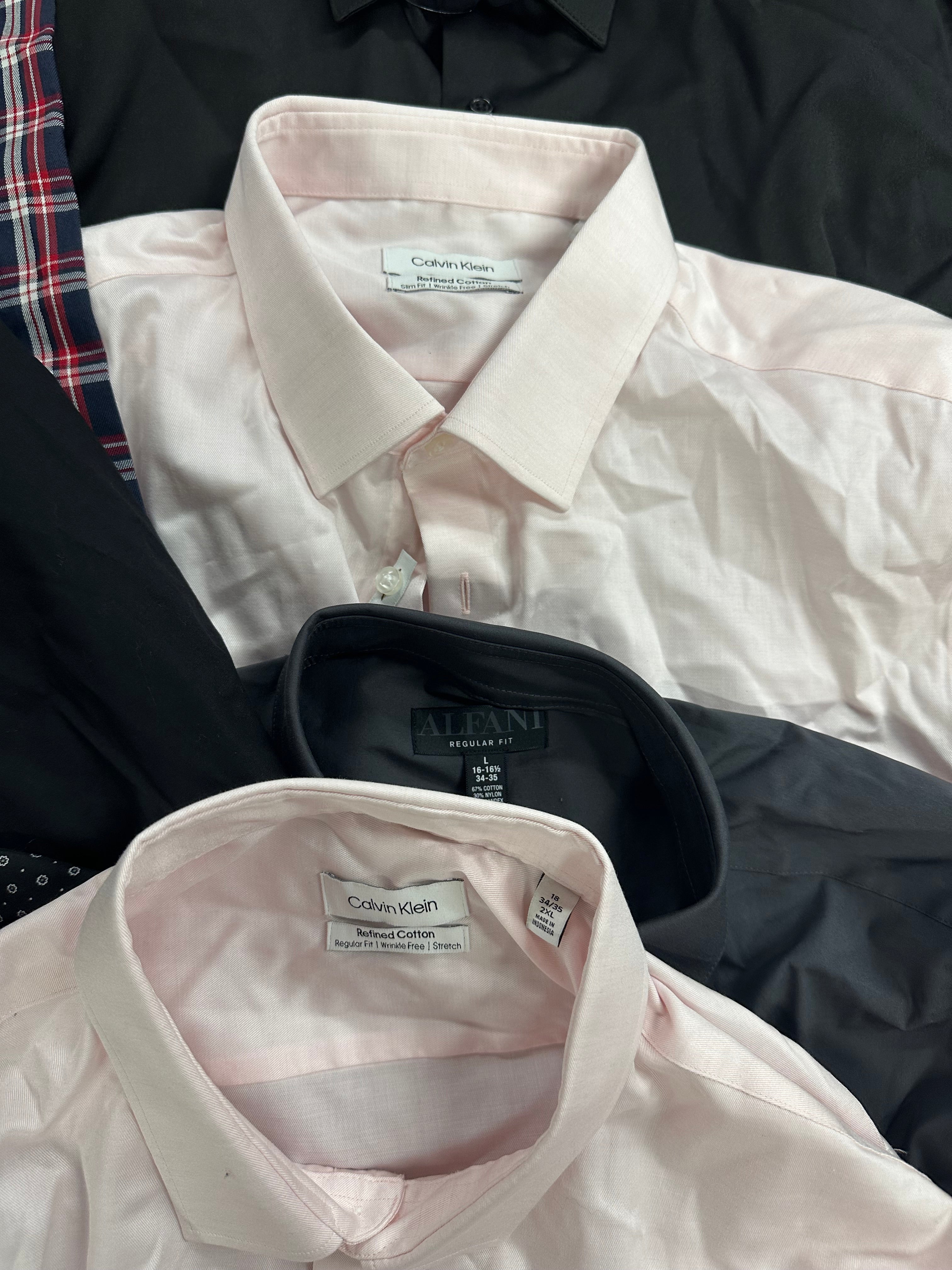 Men's Clothing Dress Shirts Wholesale Lot, BEN SHERMAN, CALVIN KLEIN, DKNY, TAYION and more, 8 Items, Shelf Pulls, MSRP $631