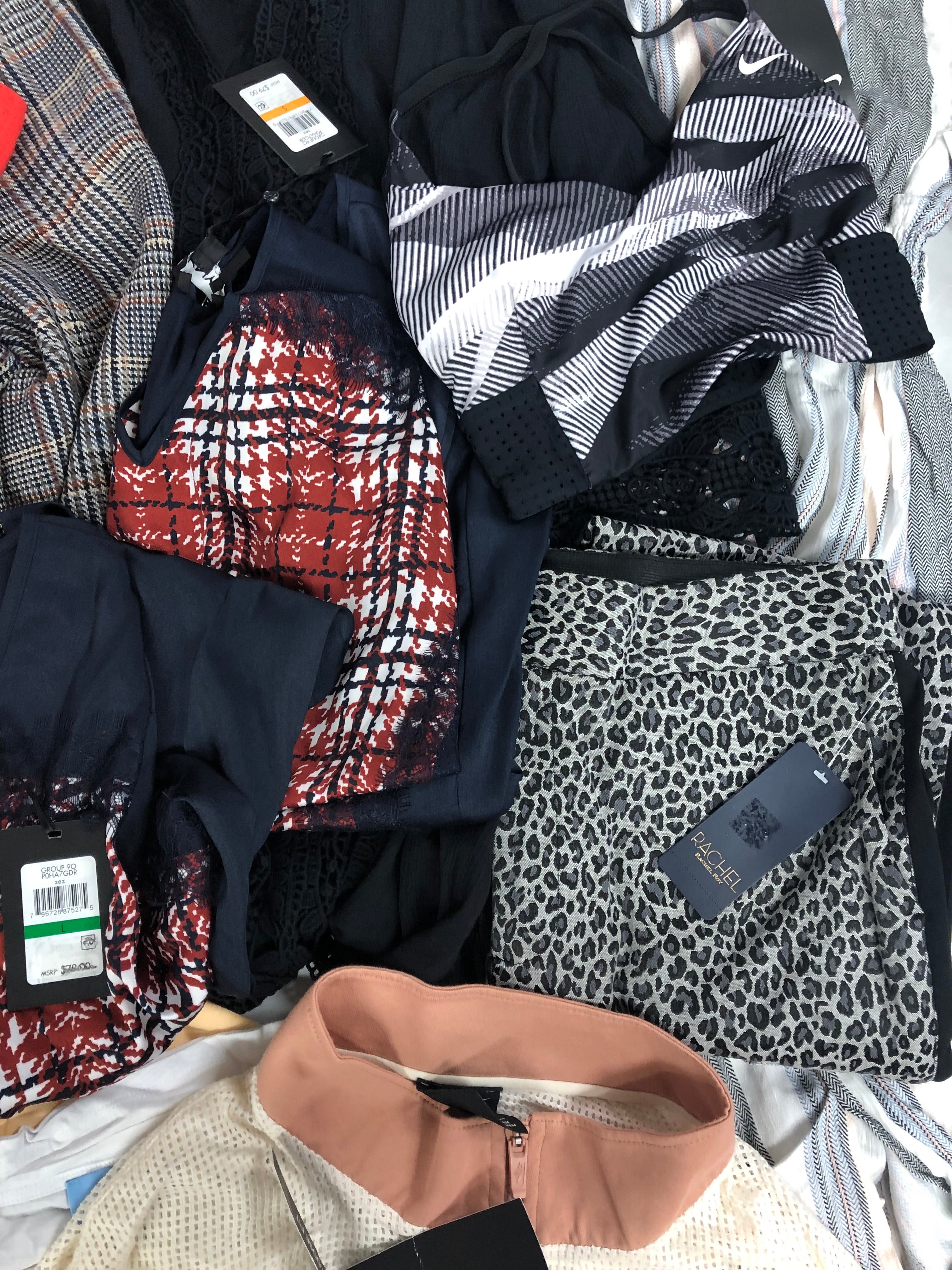 Women's Clothing Assorted Wholesale Lot, NIKE, DKNY, LUCKY BRAND, RACHEL ROY, ADIDAS, LA BLANCA and more, 13 items, Shelf Pulls, MSRP $956