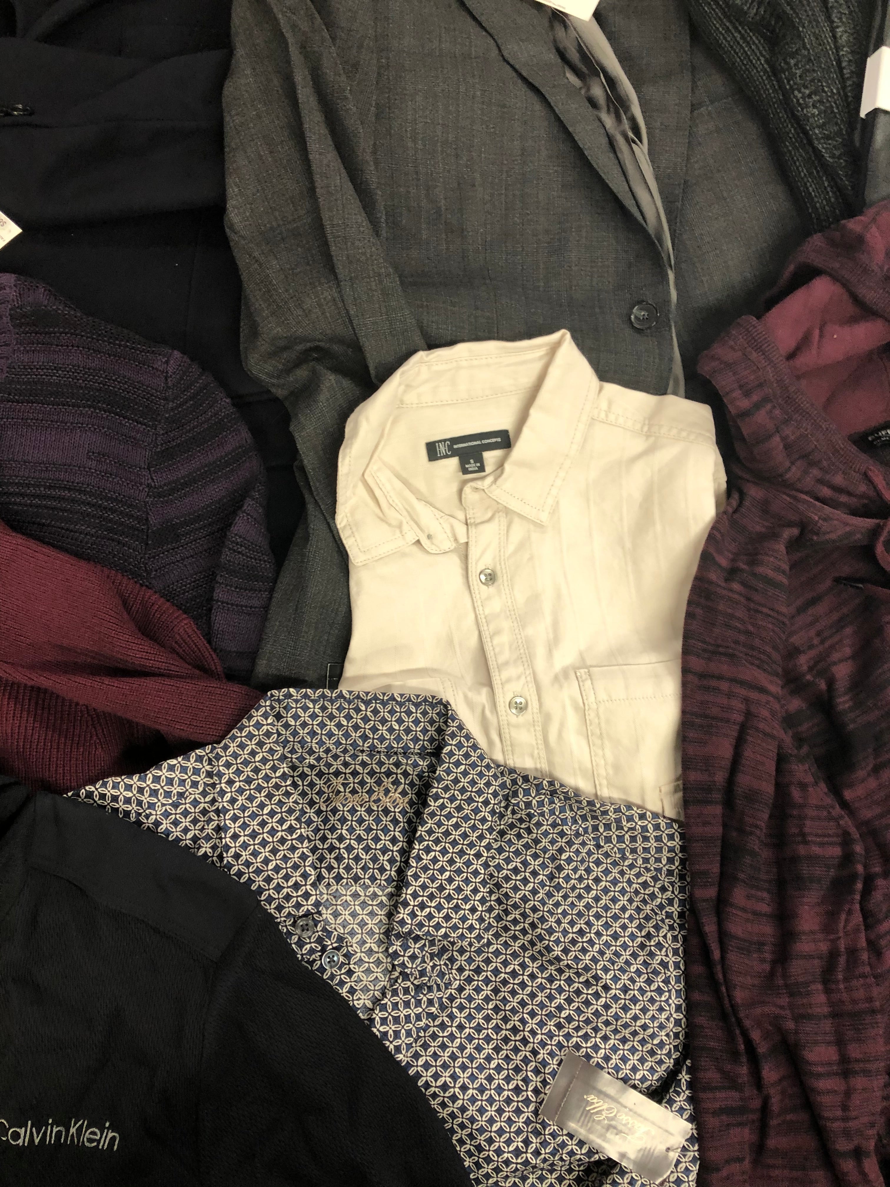 Men's Clothing Assorted Wholesale Lot, DKNY, CALVIN KLEIN, STEVE MADDEN, DYLAN GRAY, TASSO ELBA and more, 10 items, Shelf Pulls, MSRP $1,729