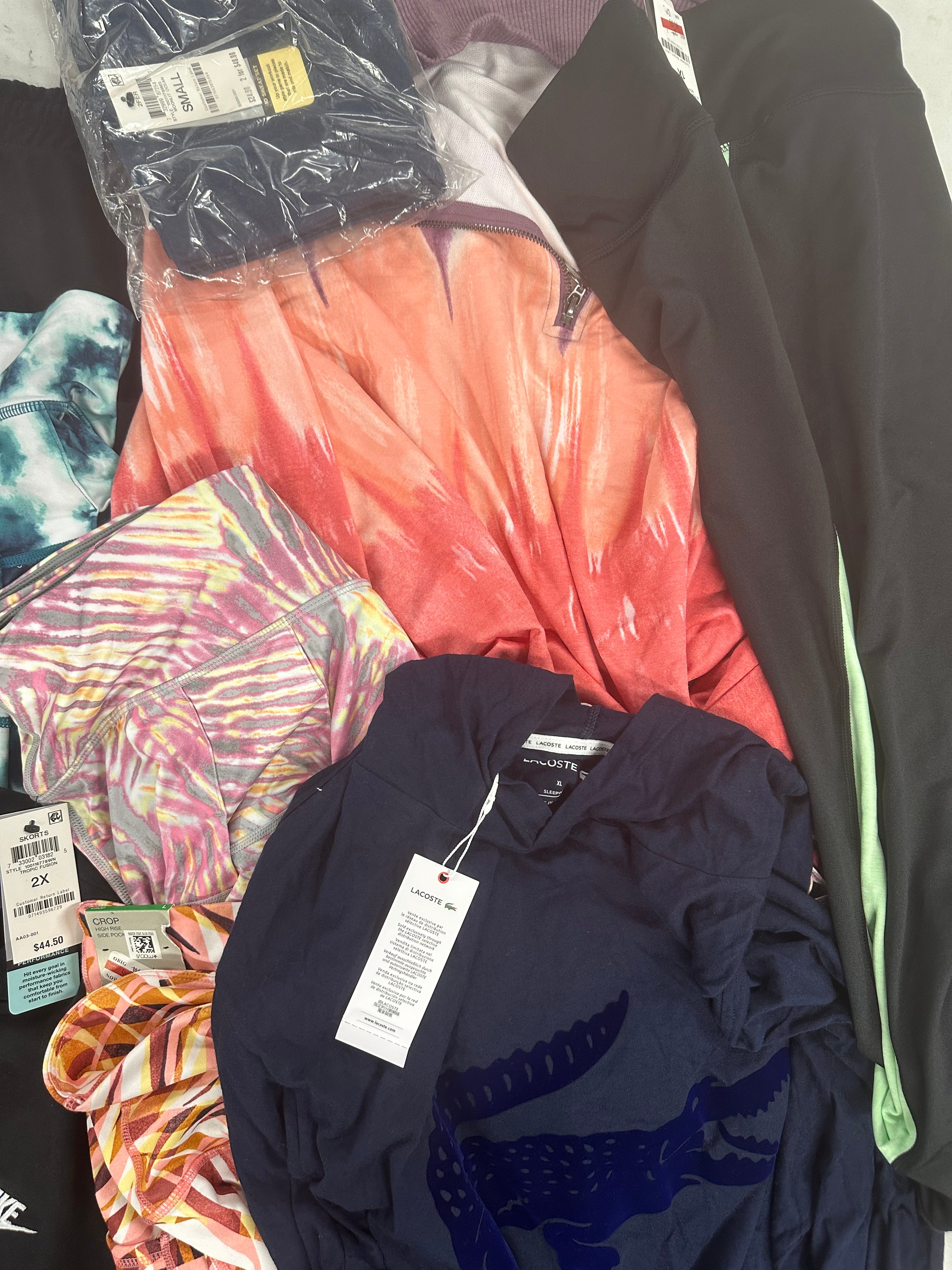 Women's Clothing Activewear Wholesale Lot, NIKE, LACOSTE, IDEOLOGY, 15 items, Shelf Pulls, MSRP $574