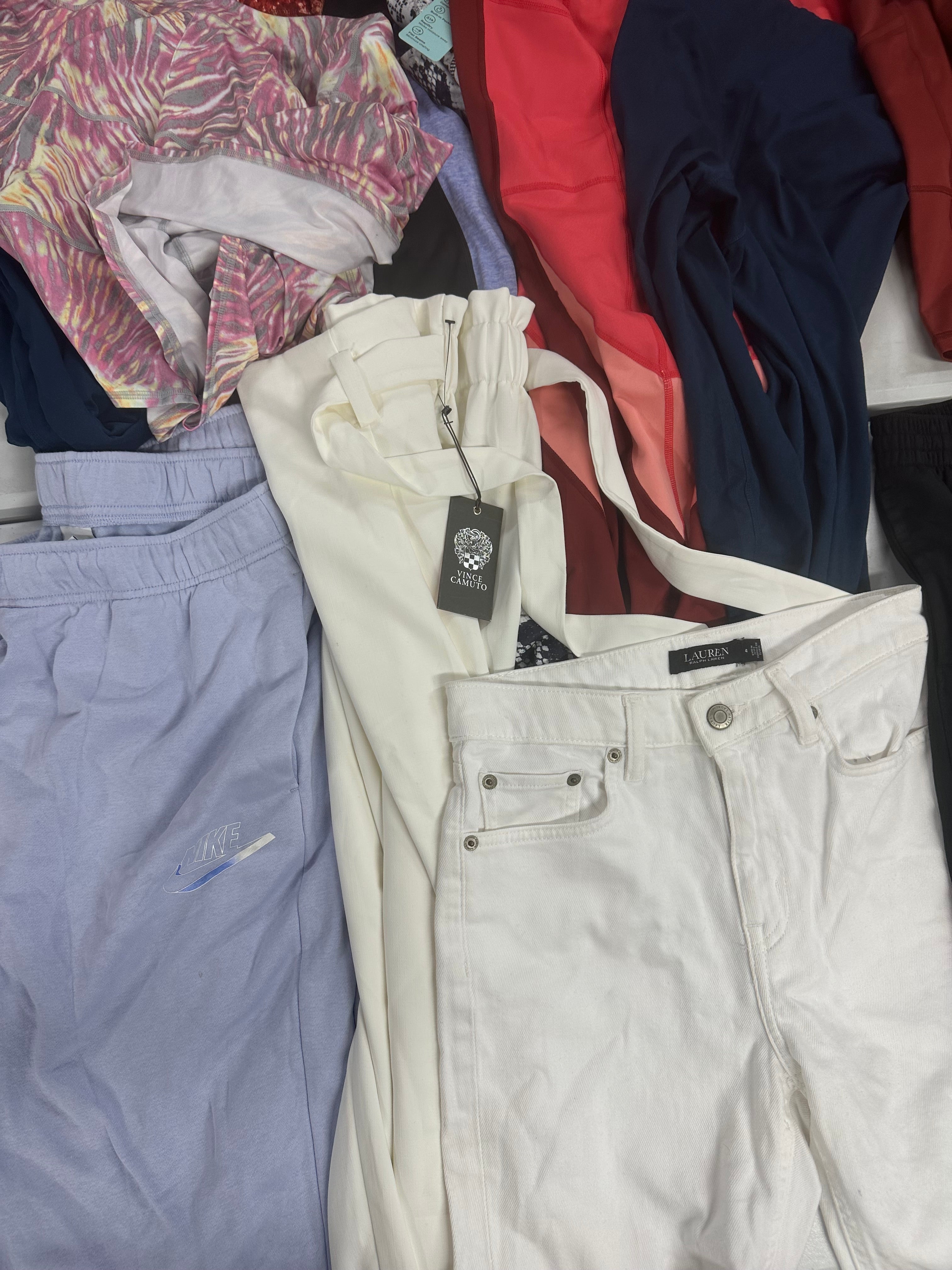 Women's Clothing Bottoms Wholesale Lot, NIKE, LAUREN RALPH LAUREN, VINCE CAMUTO and more, 12 items, Shelf Pulls, MSRP $594