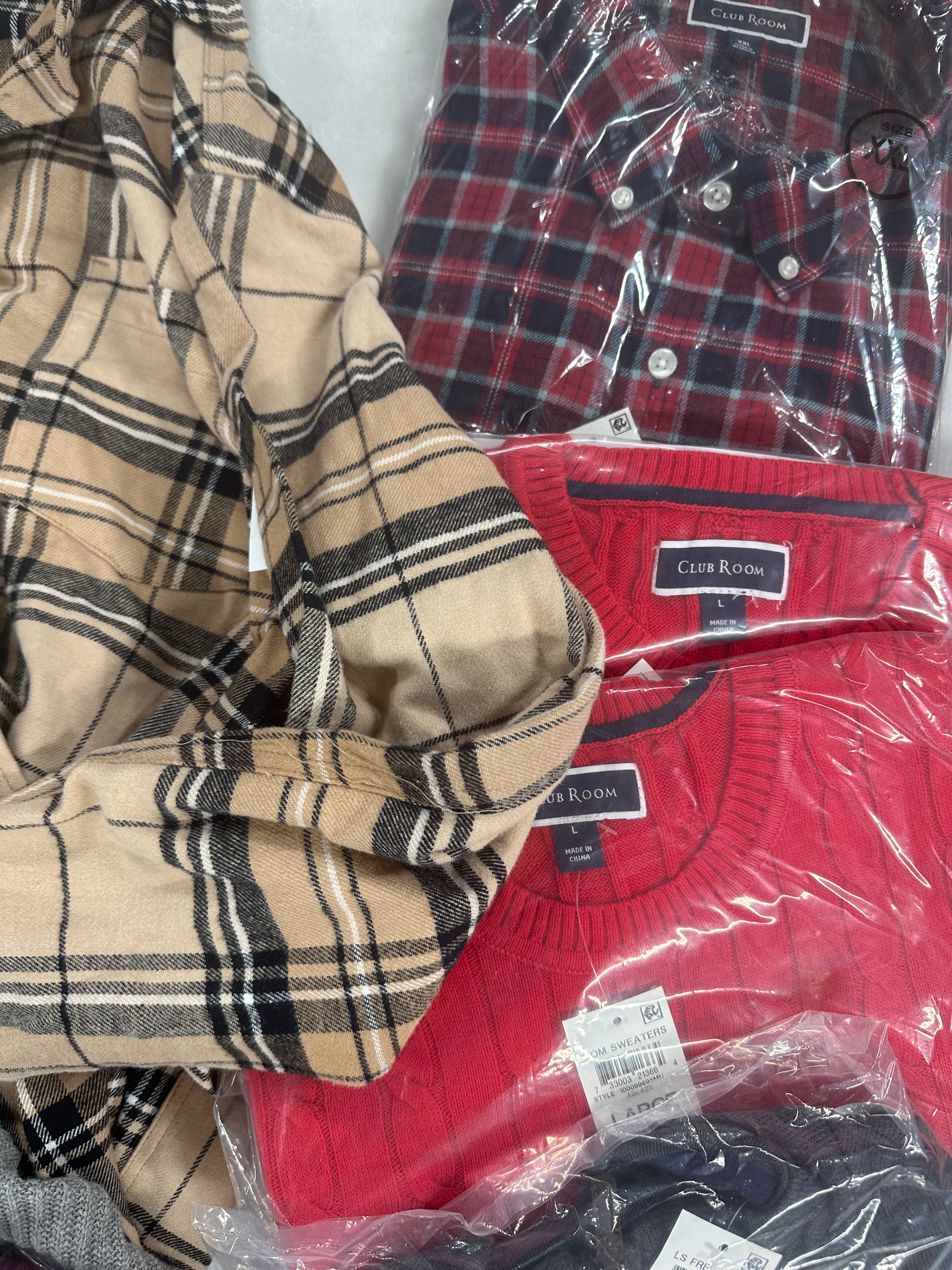 Men's Clothing Sweaters & Others Wholesale Lot, POLO RALPH LAUREN, LACOSTE, TOMMY HILFIGER, AND NOW THIS, CLUB ROOM and more, 14 items, Shelf Pulls, MSRP $548