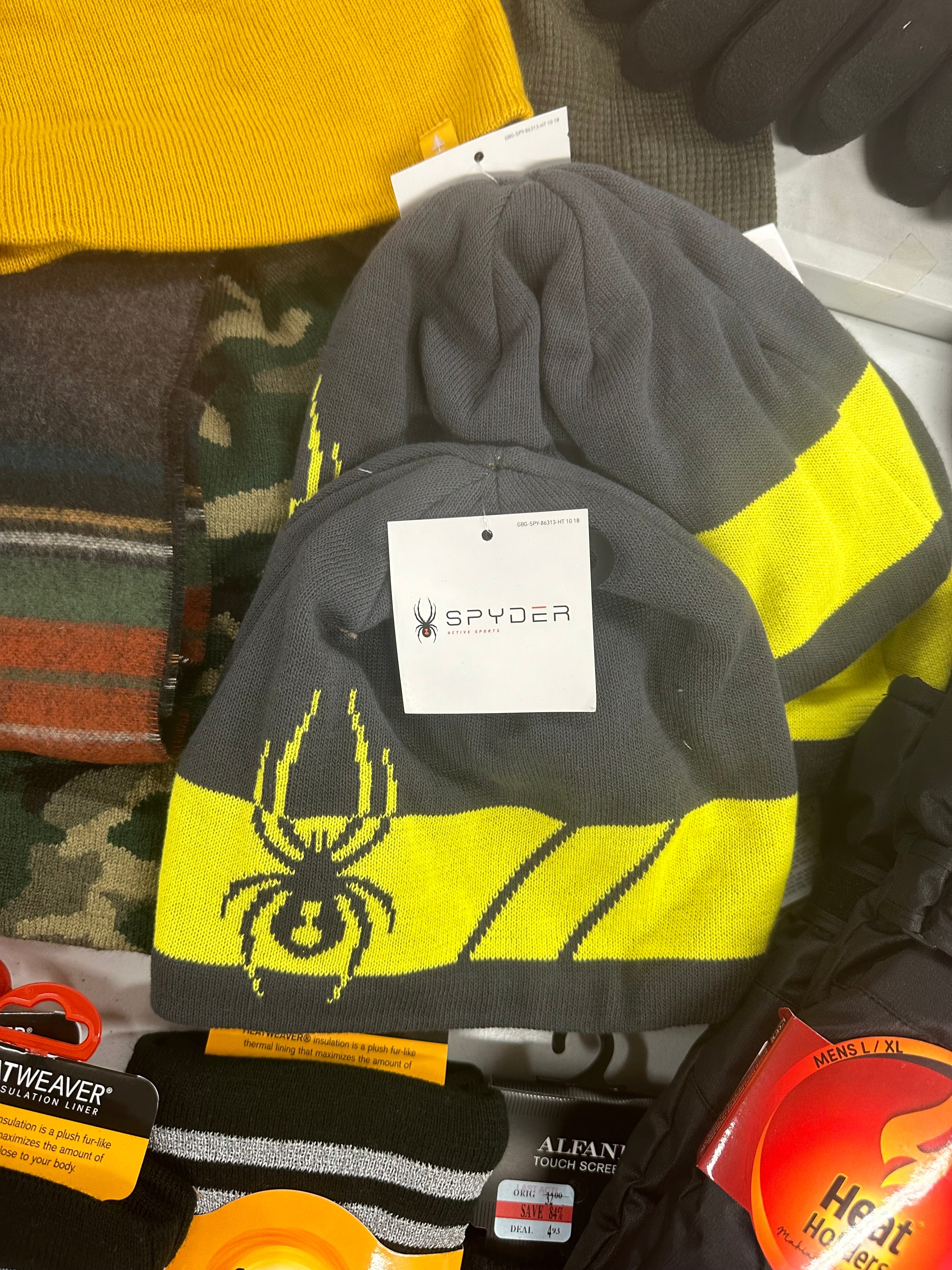 Men's Gloves, Hats and Others, Wholesale Lot, ADIDAS, UNDER ARMOUR, THE NORTH FACE, SPYDER, BASS OUTDOOR, HEAT HOLDERS and more, 24 items, Shelf Pulls, MSRP $750