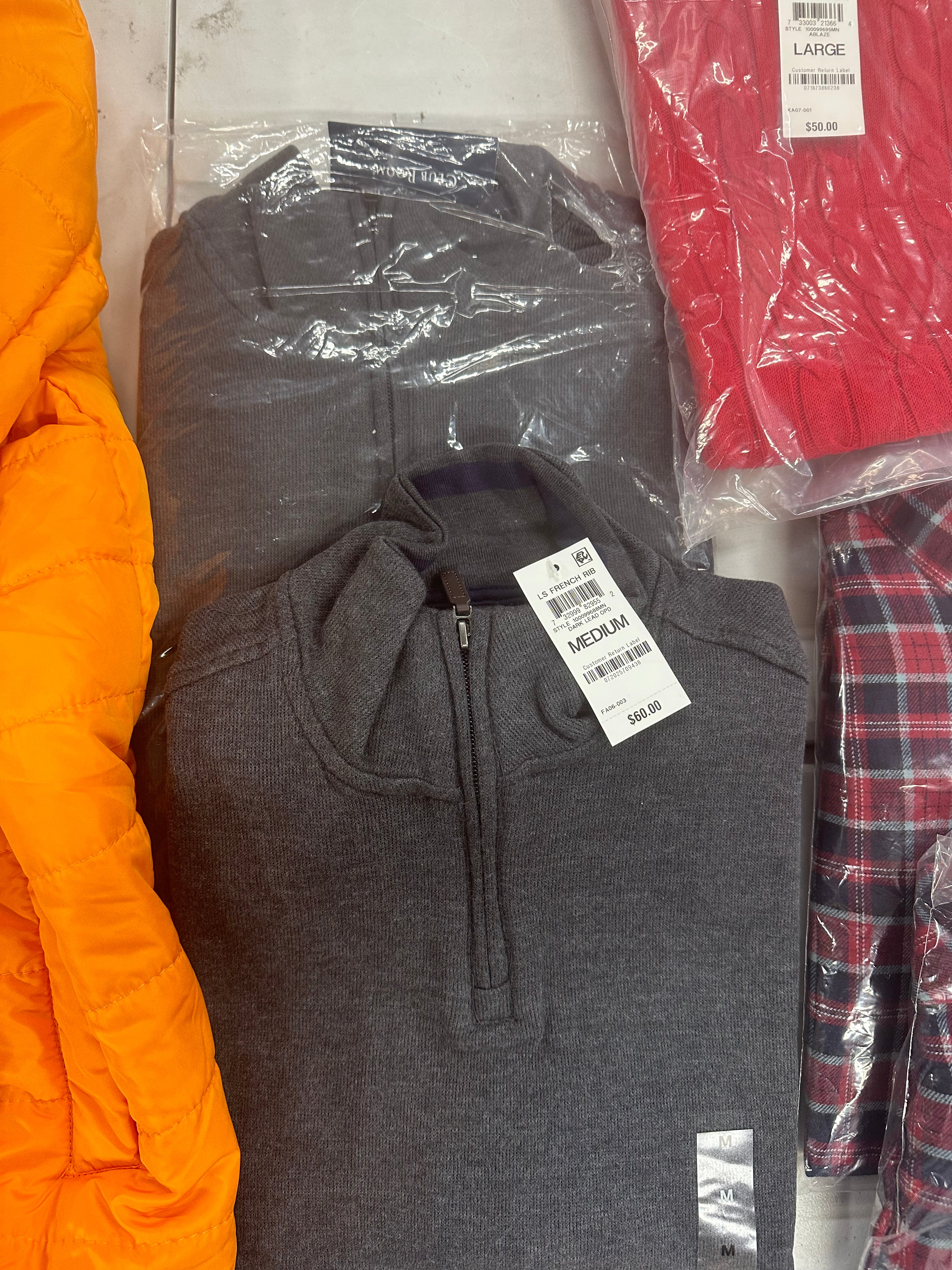 Men's Clothing Assorted Wholesale Lot, LEVI'S, POLO RALPH LAUREN, ADIDAS, EDDIE BAUER, HEAT HOLDERS and more, 11 items, Shelf Pulls, MSRP $511