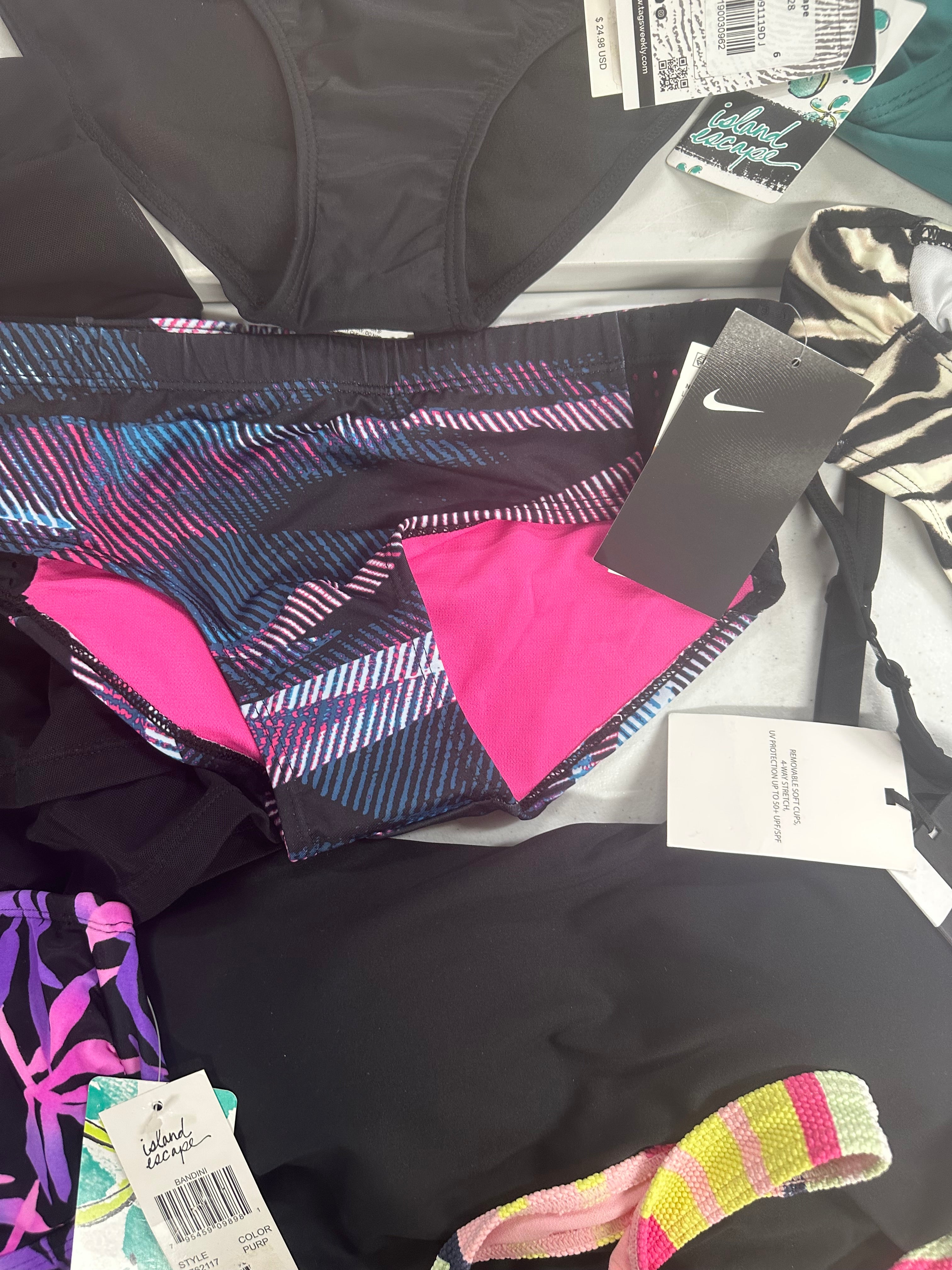 Women's Swimwear Wholesale Lot, 12 items, DKNY, RALPH LAUREN, NIKE, ROXY, COCO REEF, LA MODA and more, Shelf Pulls, MSRP $581