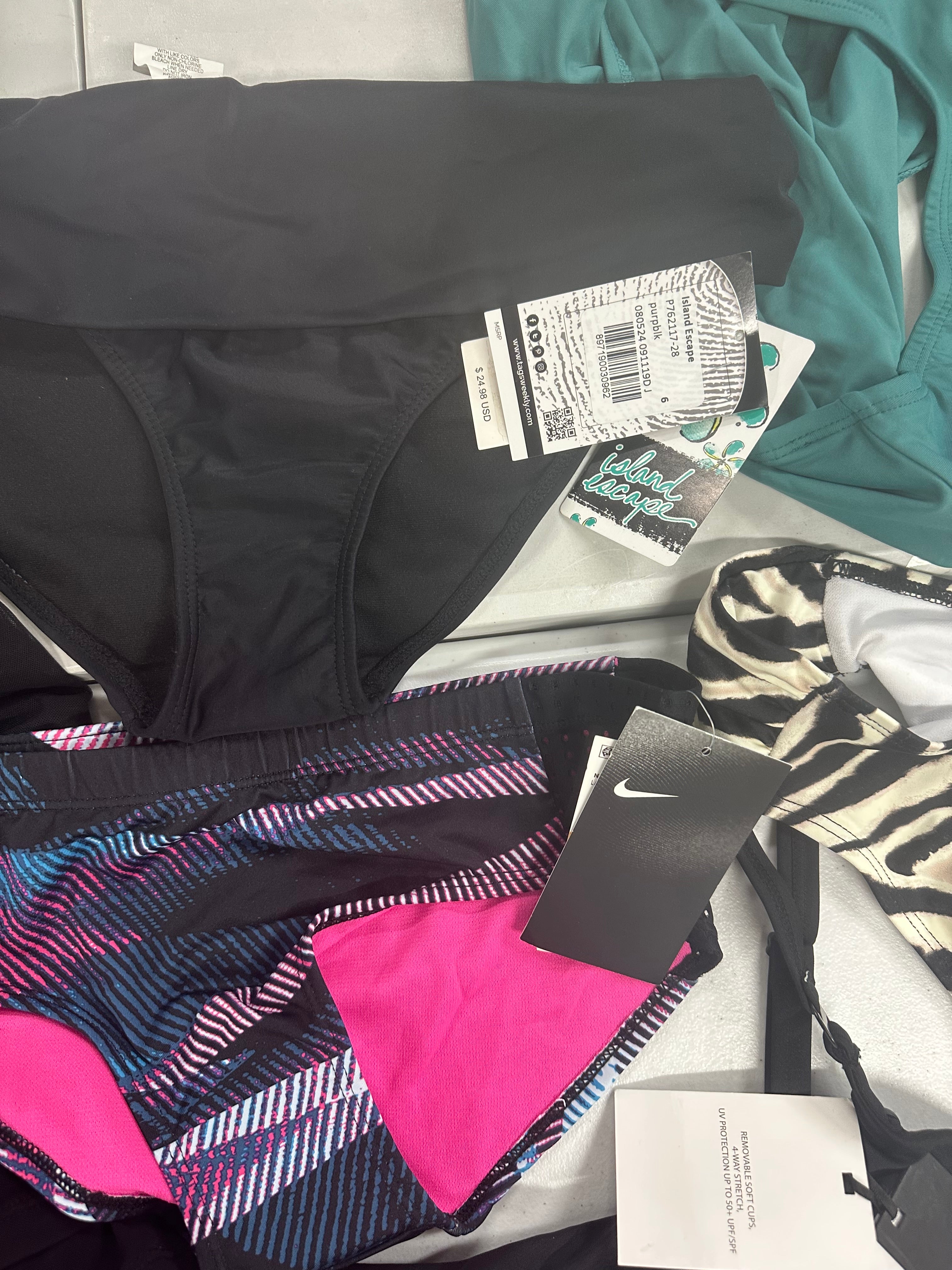 Women's Swimwear Wholesale Lot, 12 items, DKNY, RALPH LAUREN, NIKE, ROXY, COCO REEF, LA MODA and more, Shelf Pulls, MSRP $581