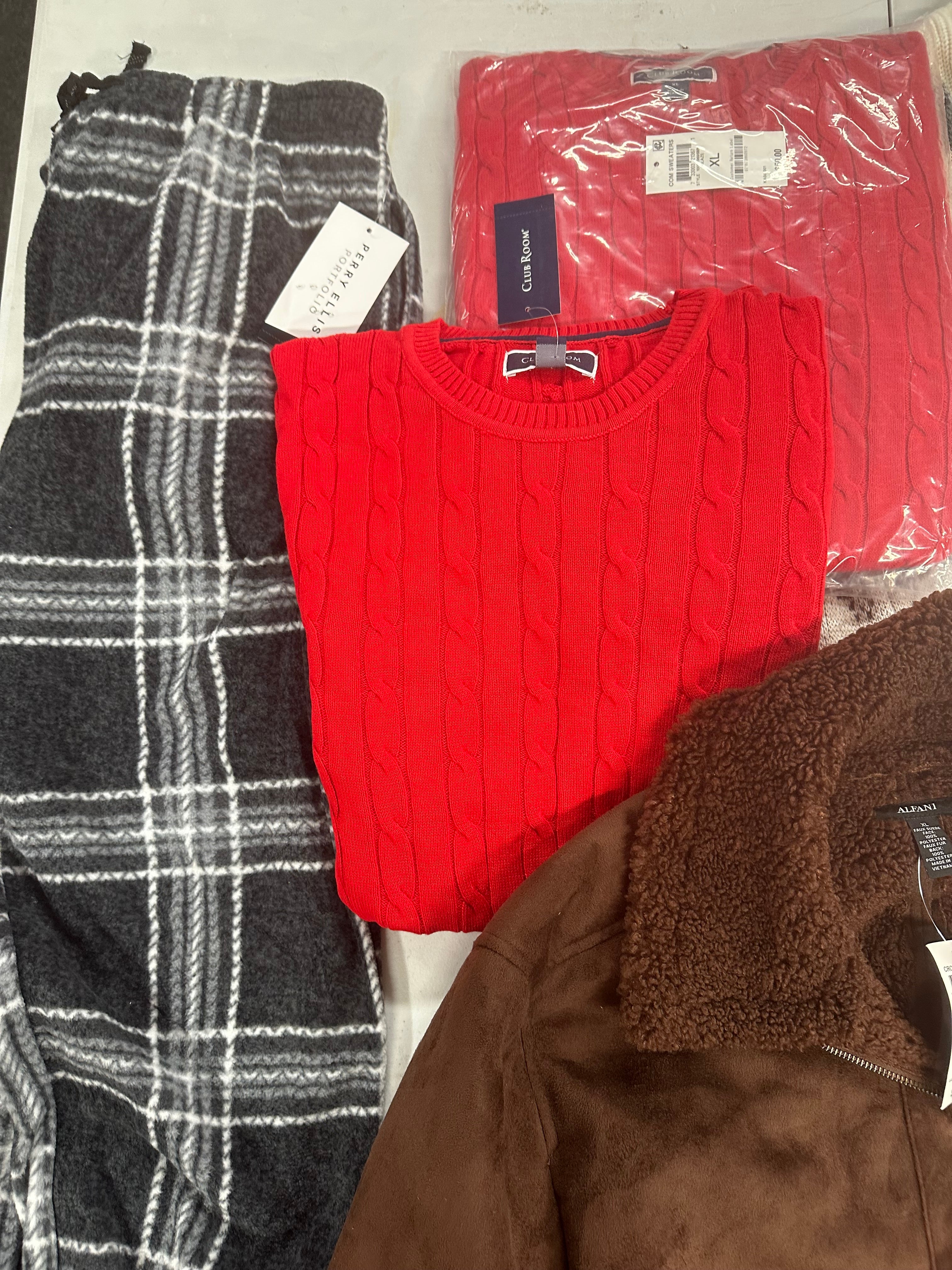 Men's Clothing Winter Lot Wholesale Lot, PERRY ELLIS, ALFANI, CLUB ROOM, 6 items, Shelf Pulls, MSRP $516