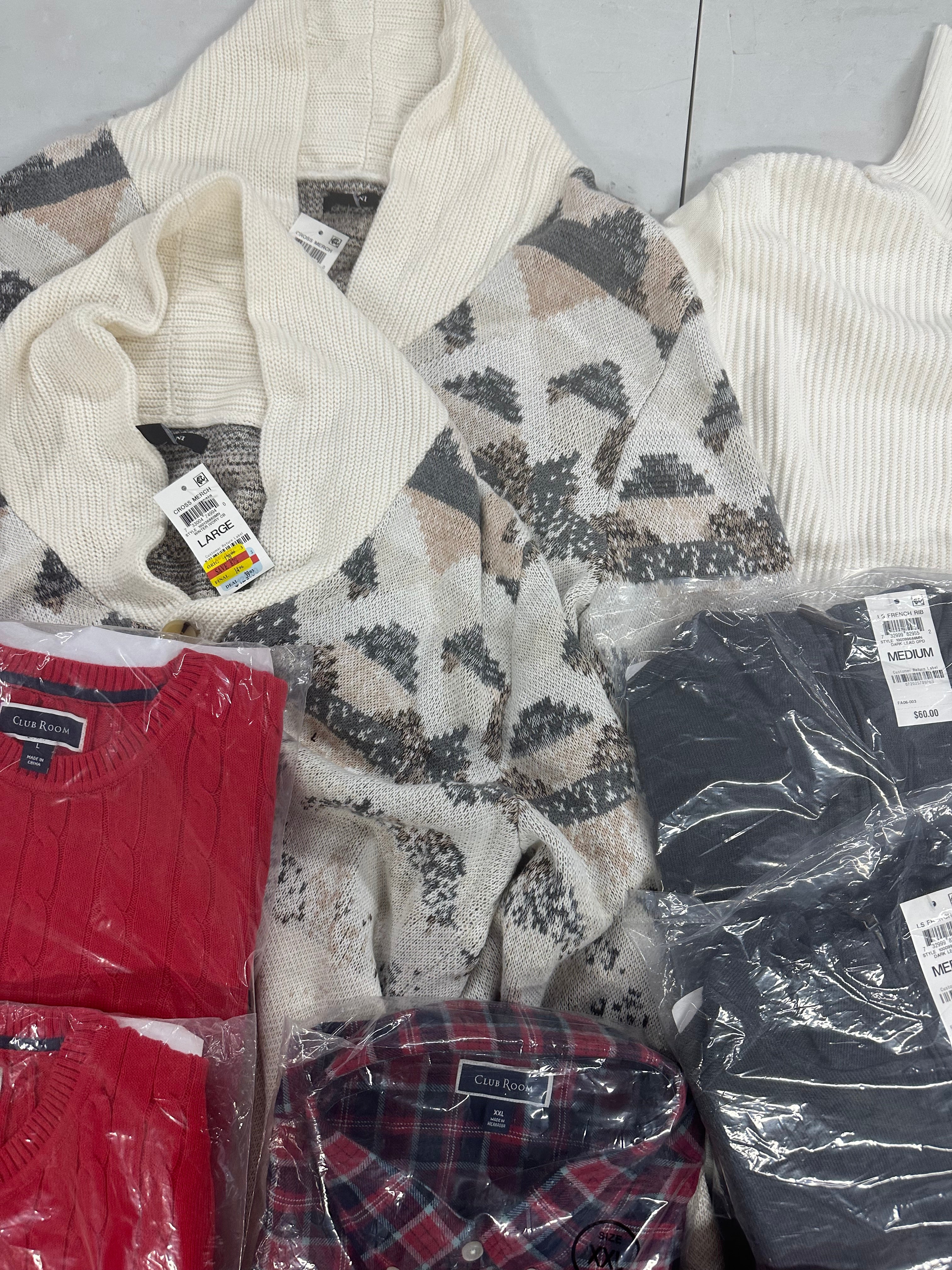 Men's Clothing Tops and Others, Wholesale Lot, LEVI'S, KENNETH COLE, CLUB ROOM and more, 11 items, Shelf Pulls, MSRP $550