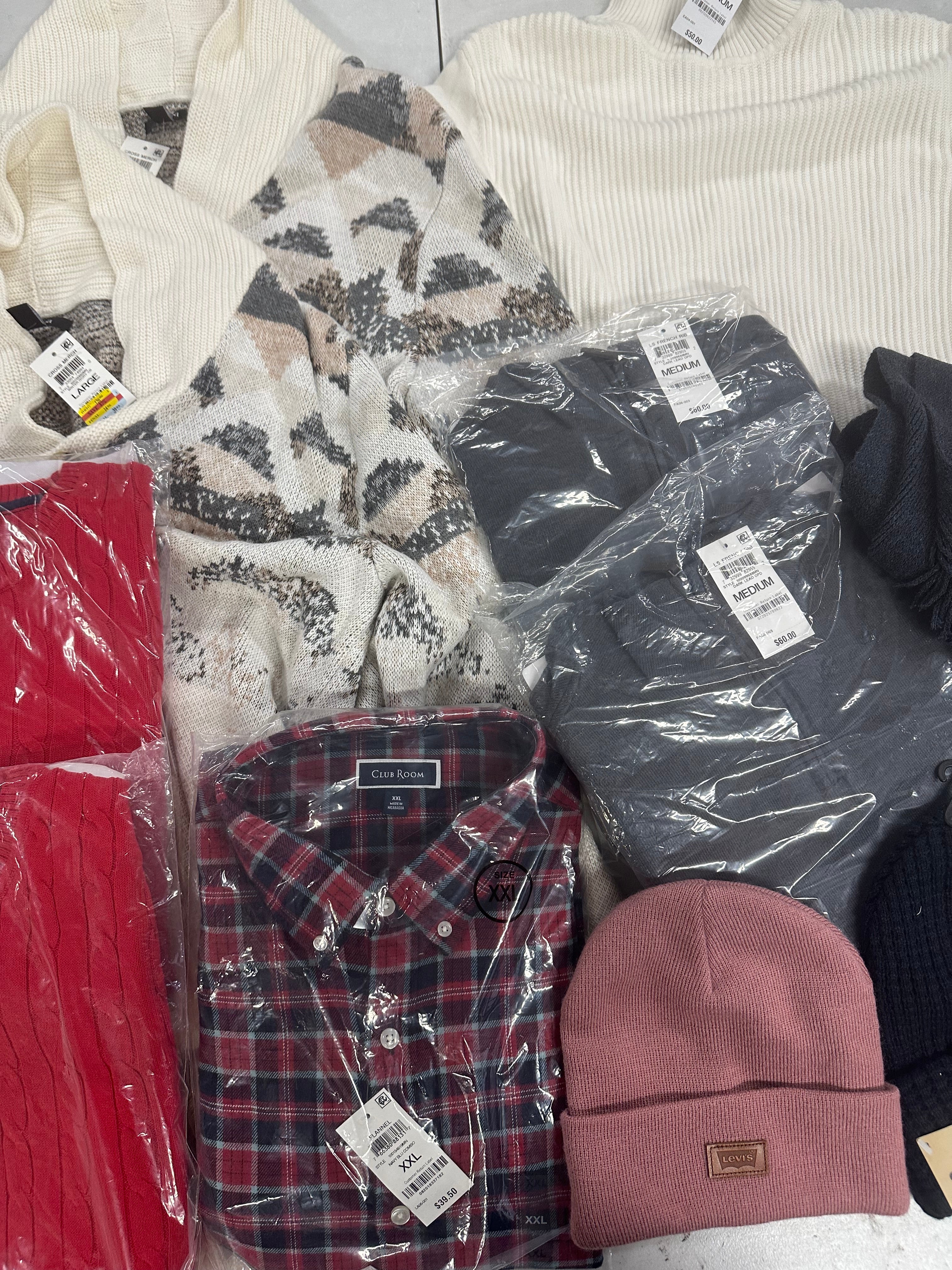 Men's Clothing Tops and Others, Wholesale Lot, LEVI'S, KENNETH COLE, CLUB ROOM and more, 11 items, Shelf Pulls, MSRP $550