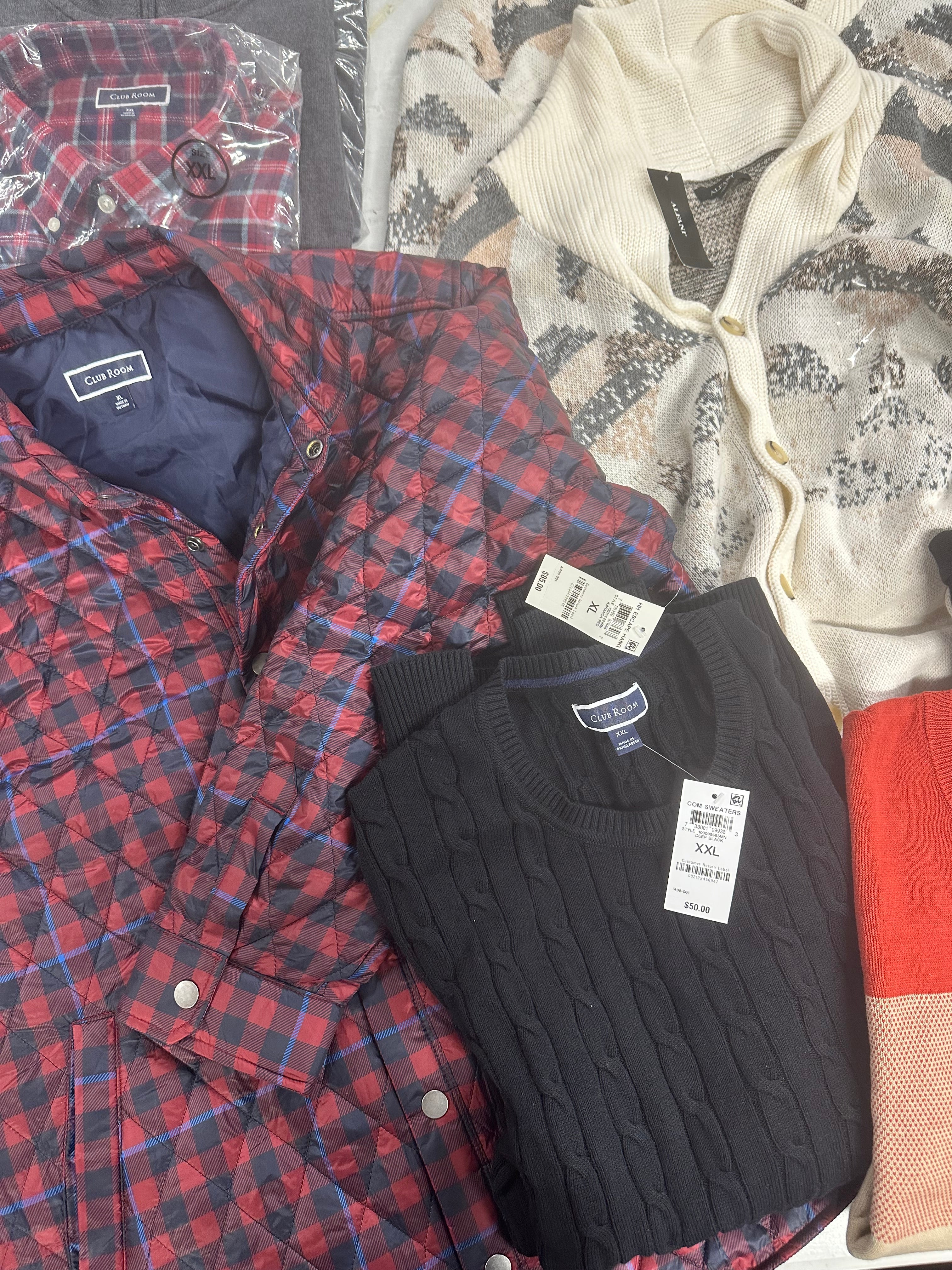 Men's Clothing Winter Tops Wholesale Lot, ALFANI, CLUB ROOM 9 items, Shelf Pulls, MSRP $650