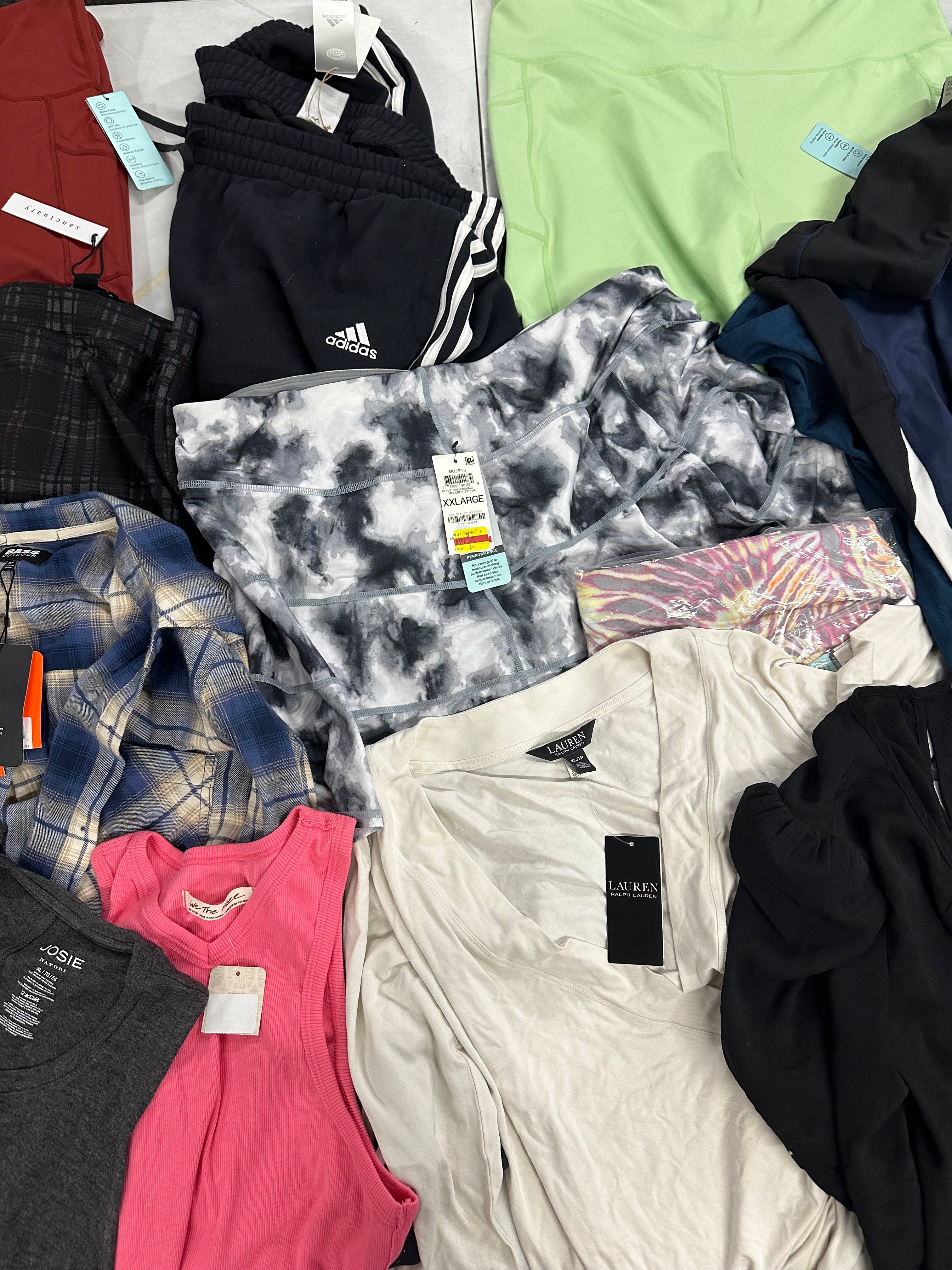 Women's Clothing Assorted Wholesale Lot, ADIDAS, POLO RALPH LAUREN, FREE PEOPLE, NATORI, VINCE CAMUTO and more, 14 items, Shelf Pulls, MSRP $683