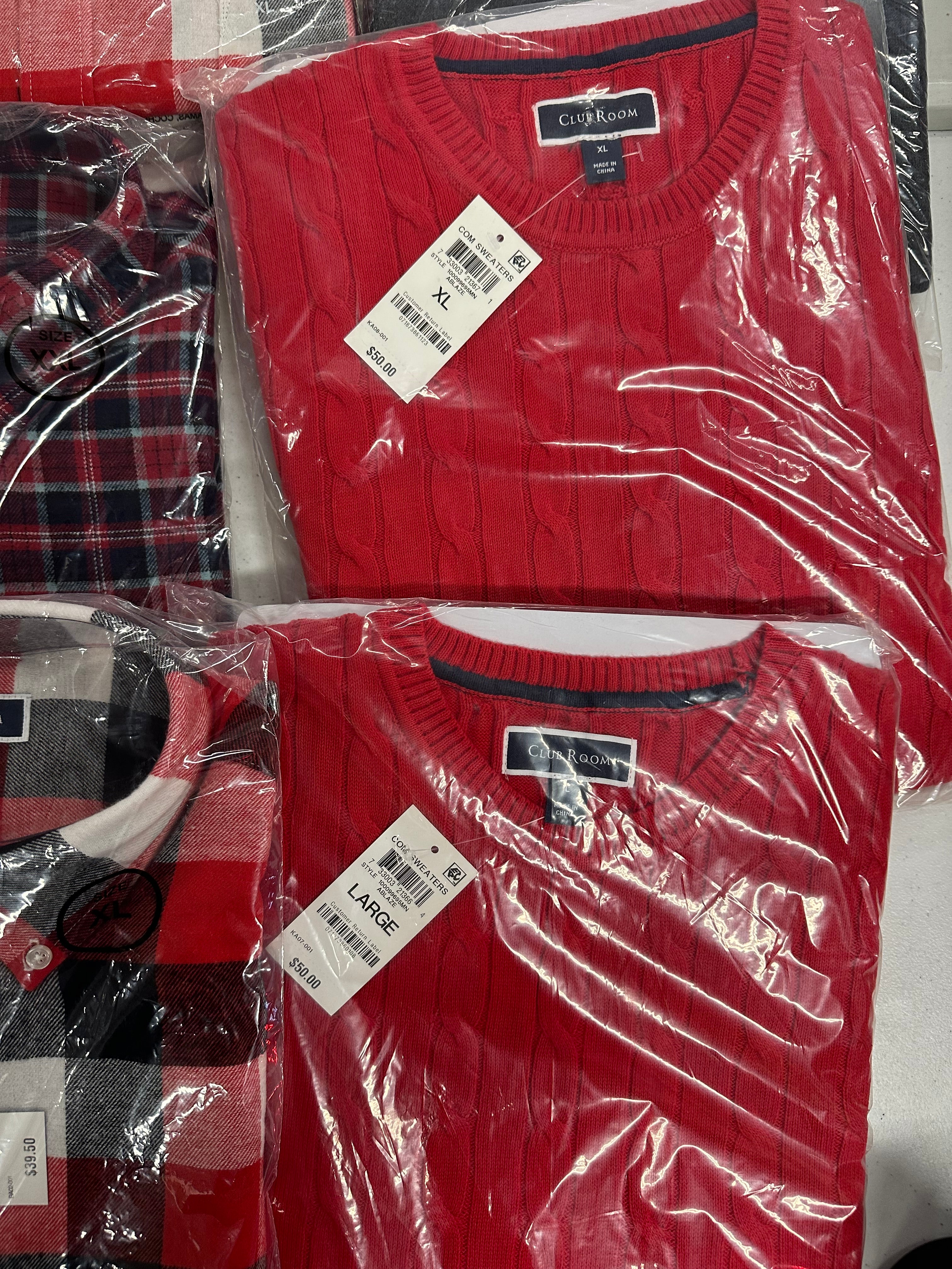 Men's Clothing Tops for Winter, Wholesale Lot, CLUB ROOM 9 items, New, MSRP $418