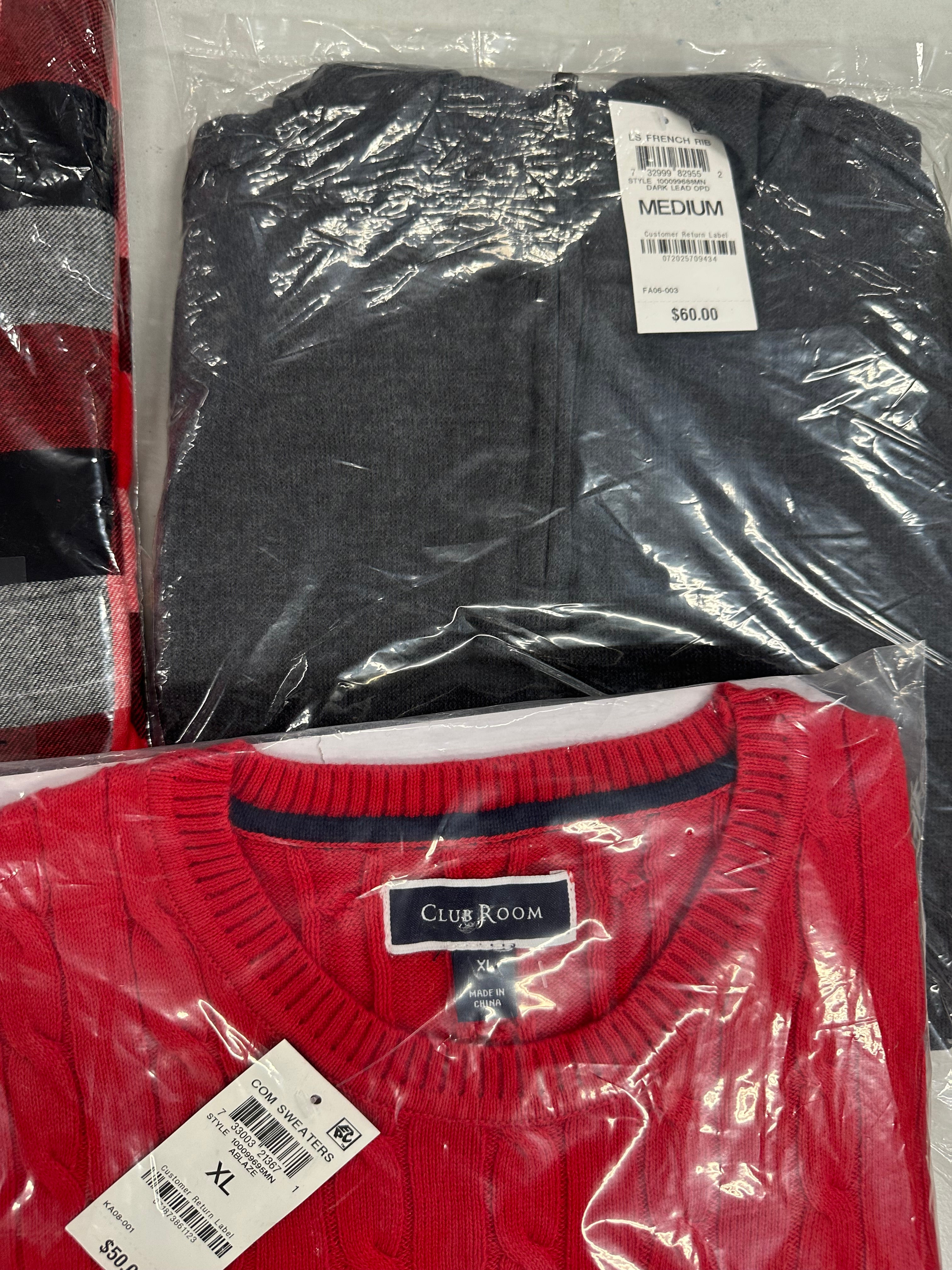 Men's Clothing Tops for Winter, Wholesale Lot, CLUB ROOM 9 items, New, MSRP $418