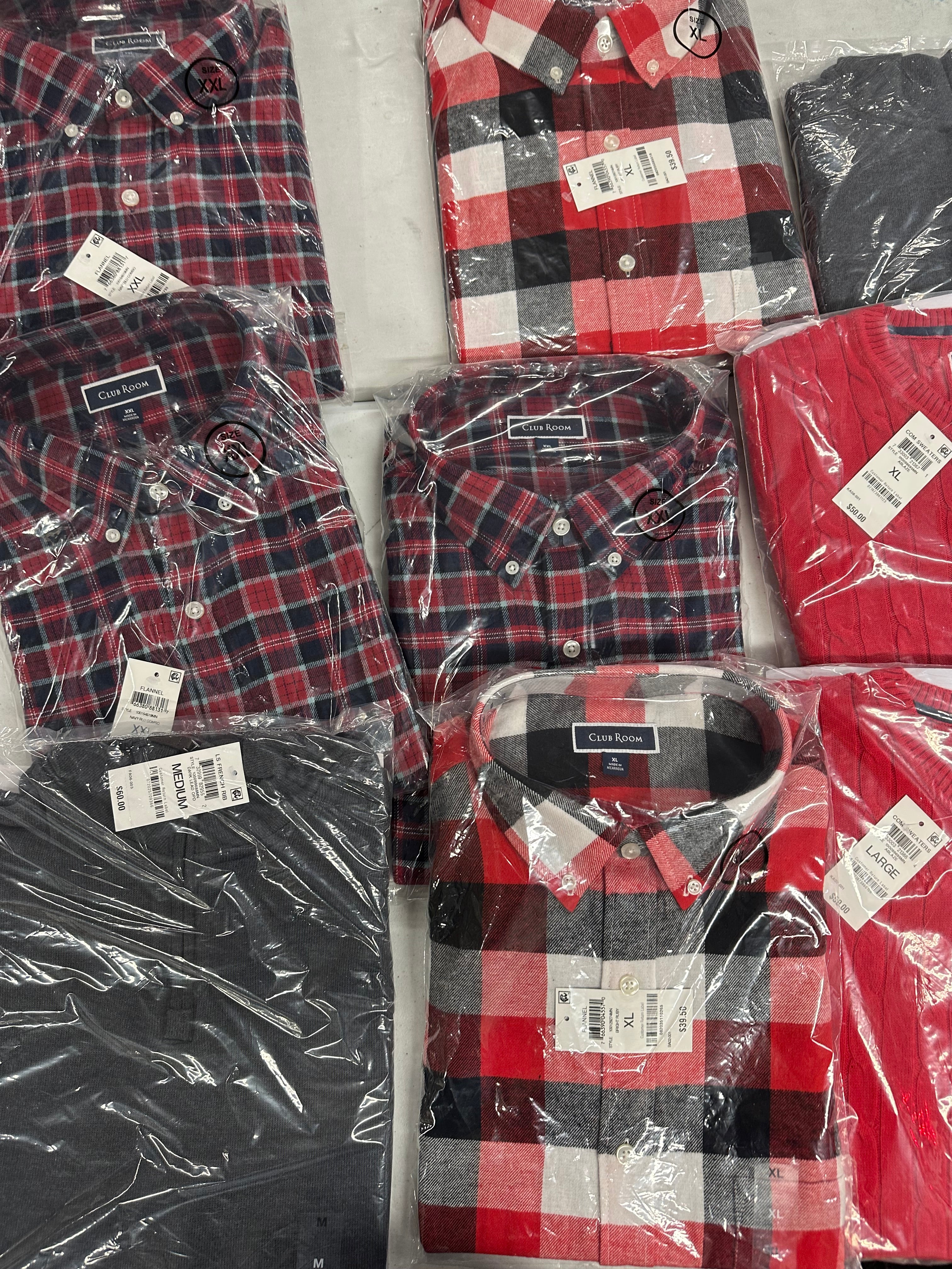 Men's Clothing Tops for Winter, Wholesale Lot, CLUB ROOM 9 items, New, MSRP $418