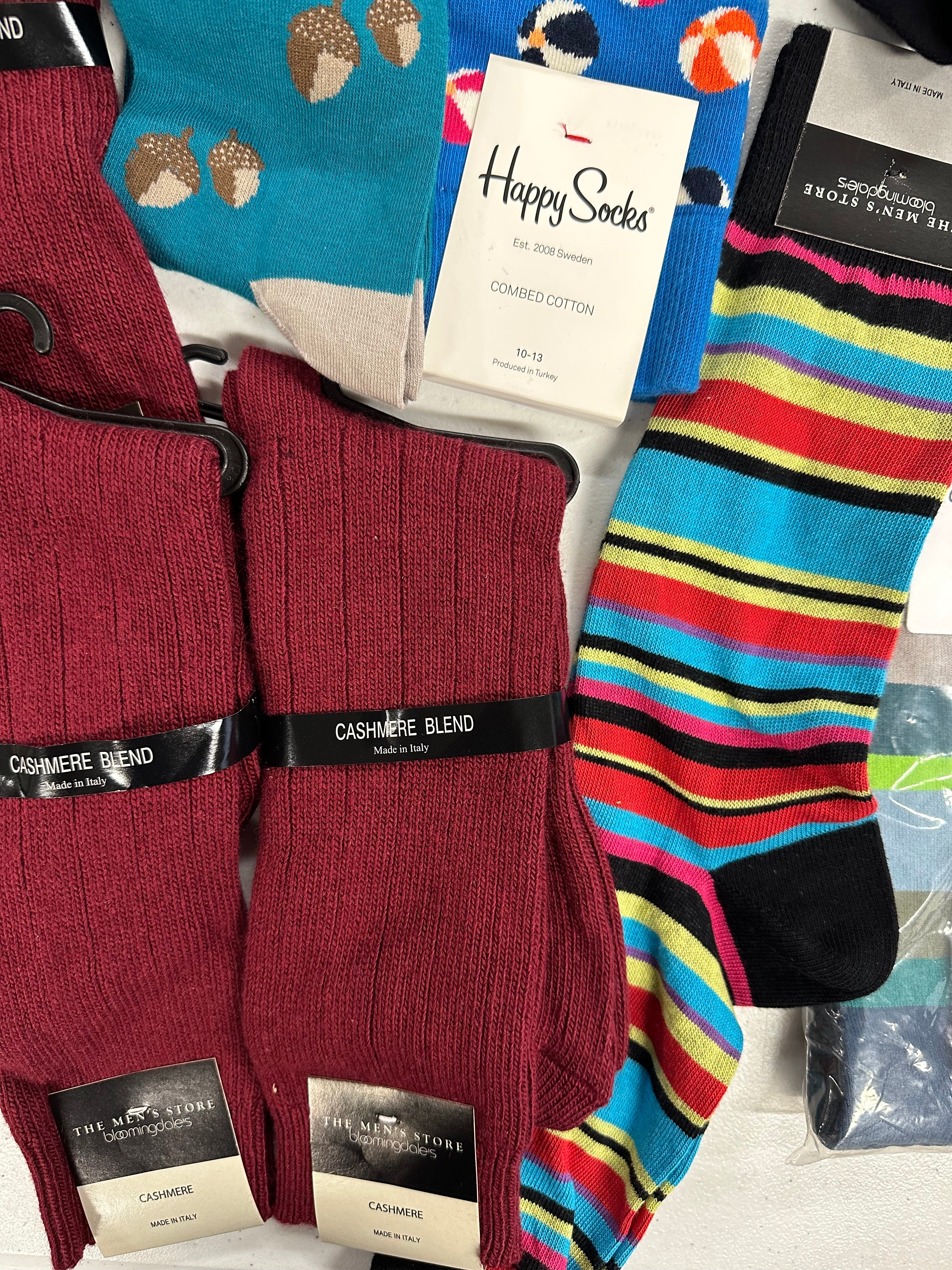 Men's Socks Wholesale Lot, HUGO BOSS, PAUL SMITH, HOT SOX, ADIDAS, HAPPY SOCKS and more, 26 items, Shelf Pulls, MSRP $382