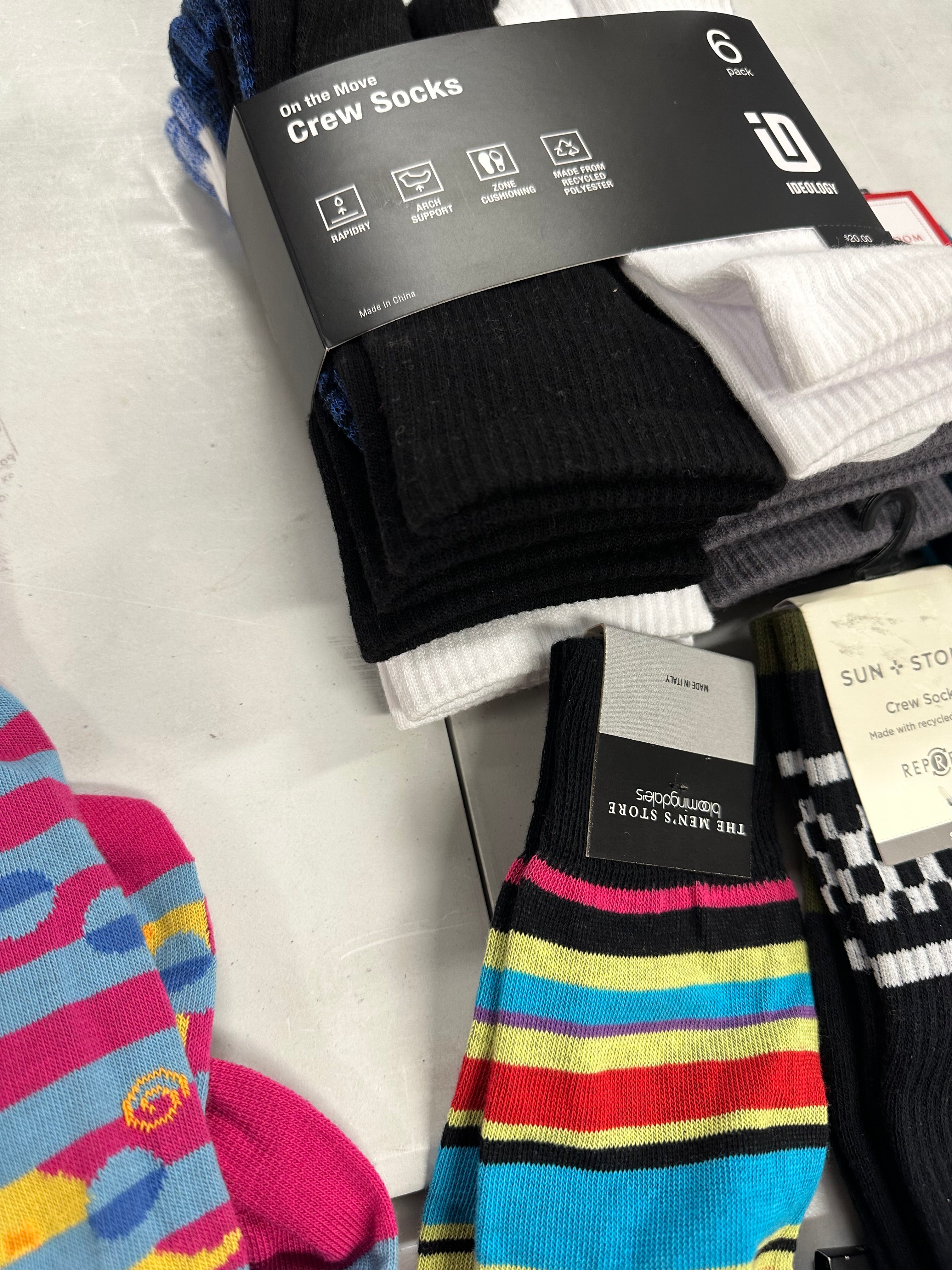 Men's Socks Wholesale Lot, HUGO BOSS, PAUL SMITH, HOT SOX, ADIDAS, HAPPY SOCKS and more, 26 items, Shelf Pulls, MSRP $382