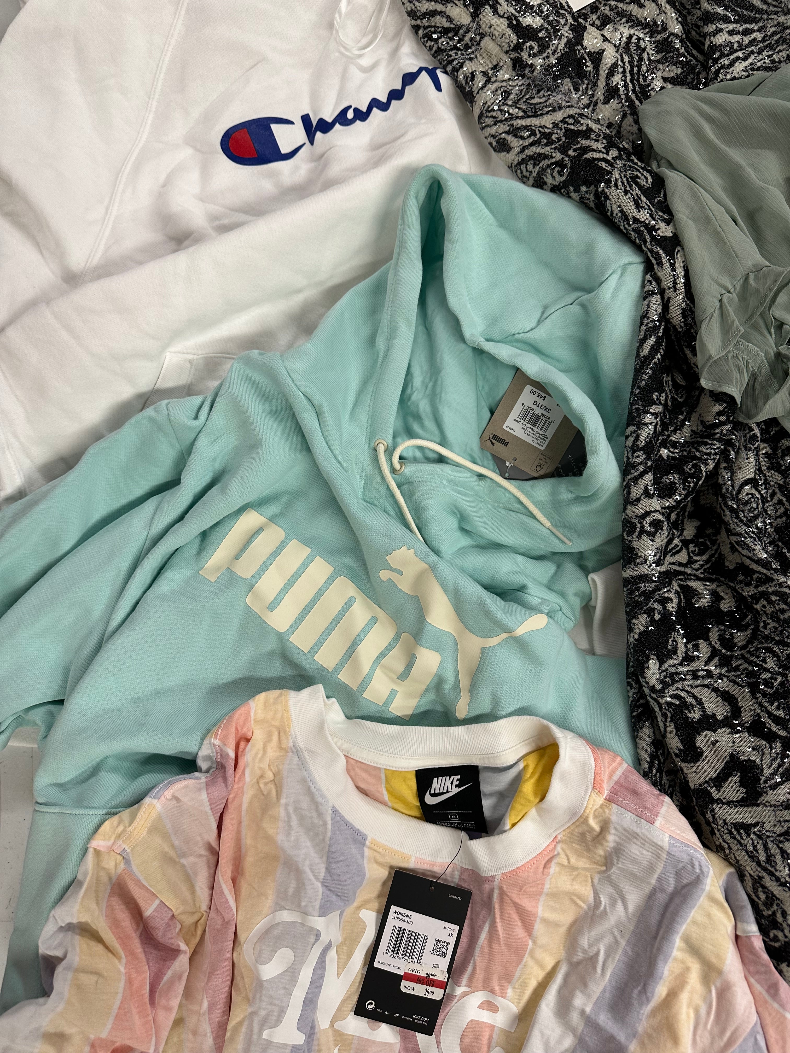 Women's Clothing Assorted Wholesale Lot, Nike, POLO RALPH LAUREN, ADIDAS, CHAMPION, PUMA and more, 8 items, CUSTOMER RETURNS