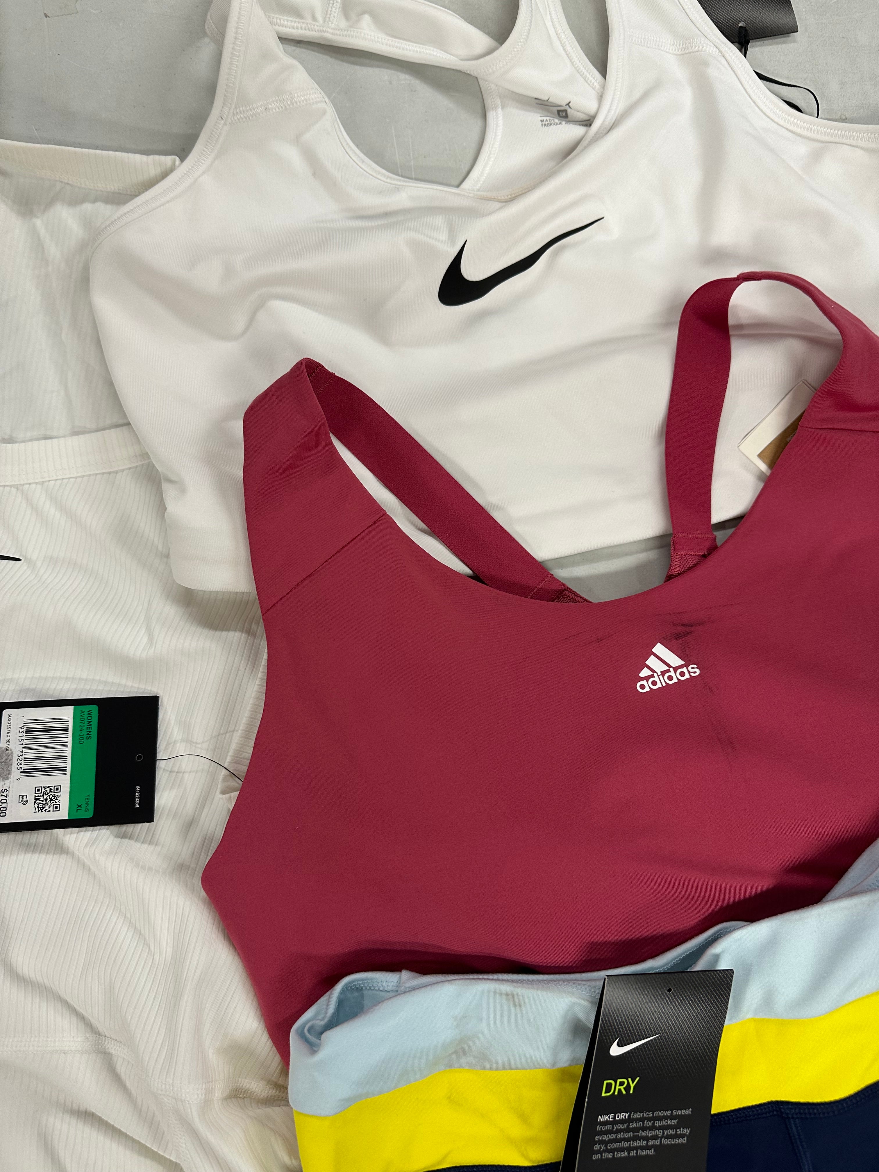 Women's Clothing Activewear Assorted Wholesale Lot, ADIDAS, UNDER ARMOUR, NIKE, DKNY and more, 10 items, CUSTOMER RETURNS