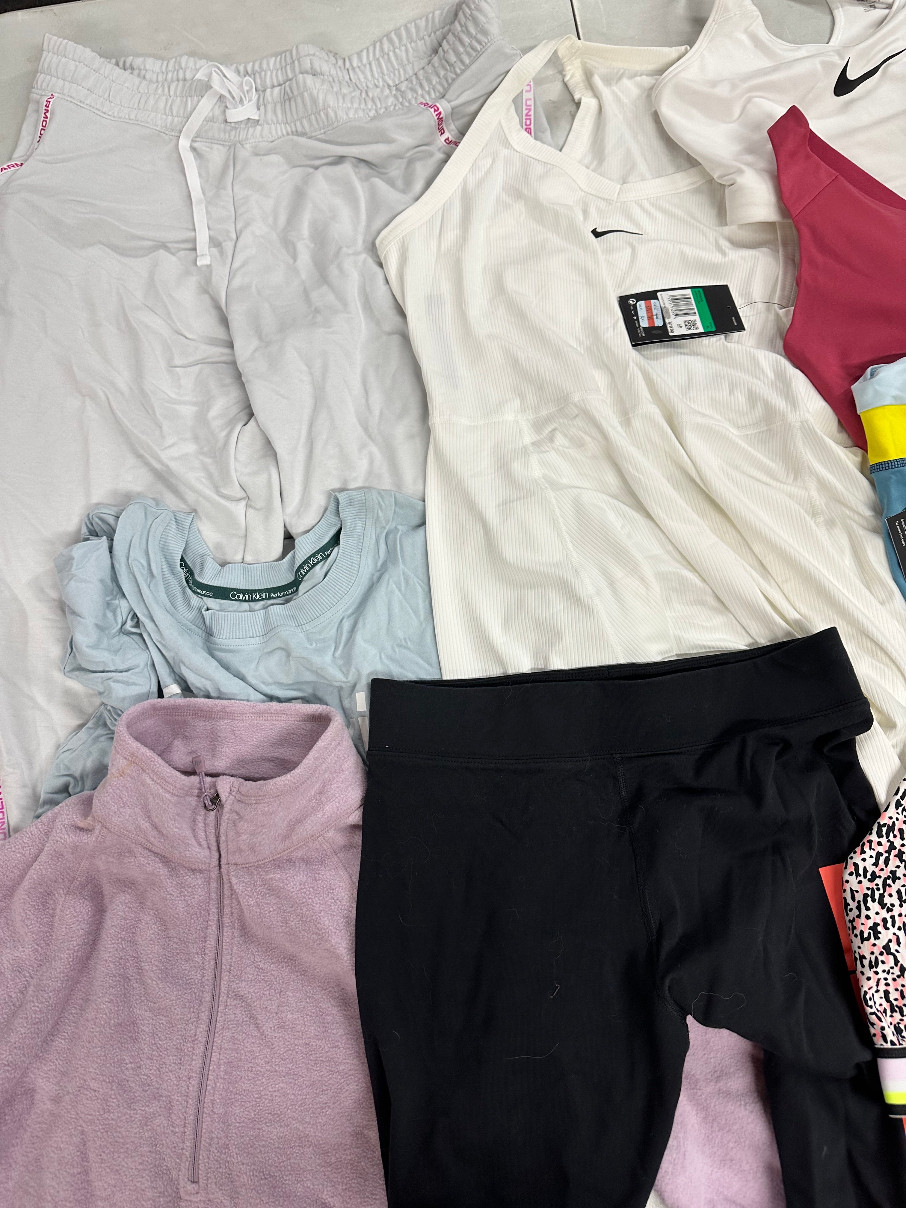 Women's Clothing Activewear Assorted Wholesale Lot, ADIDAS, UNDER ARMOUR, NIKE, DKNY and more, 10 items, CUSTOMER RETURNS