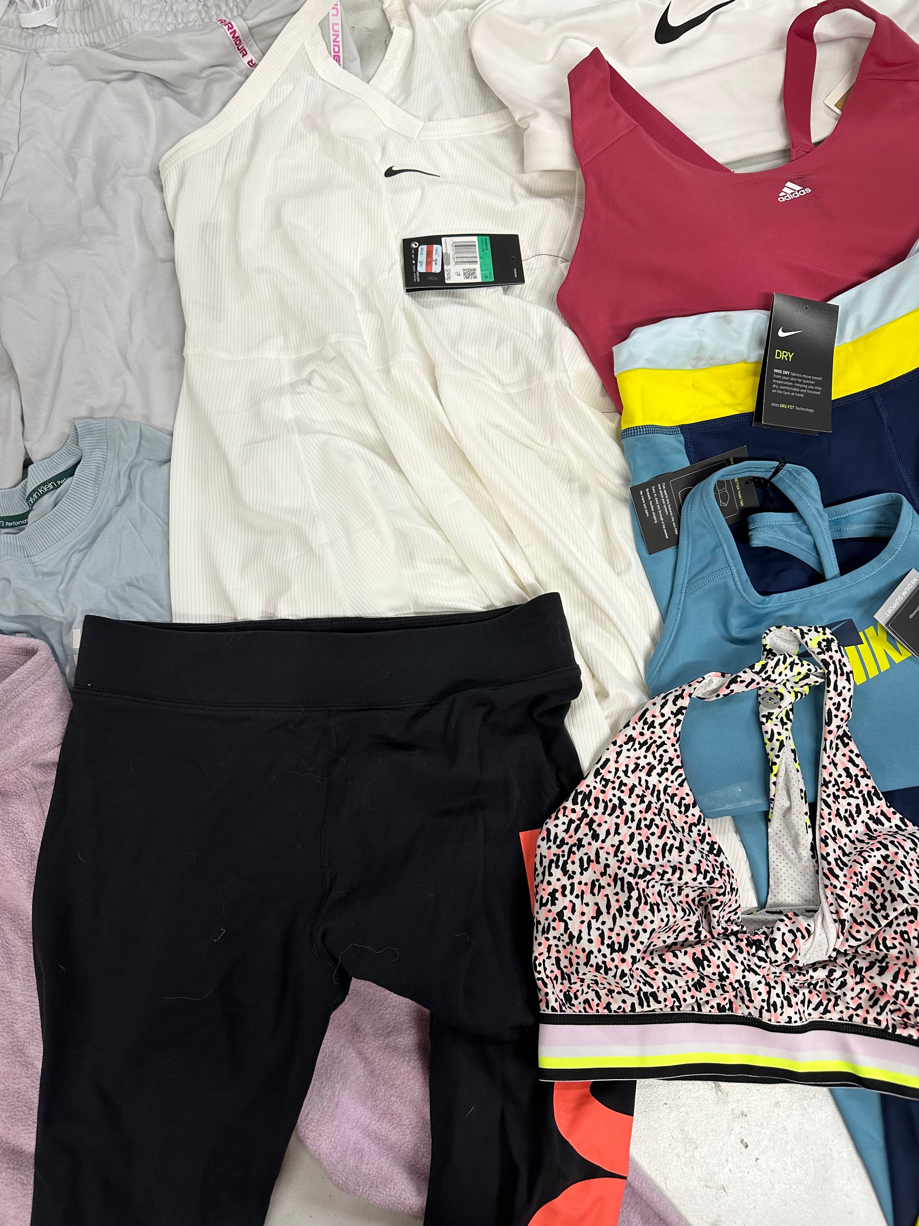 Women's Clothing Activewear Assorted Wholesale Lot, ADIDAS, UNDER ARMOUR, NIKE, DKNY and more, 10 items, CUSTOMER RETURNS