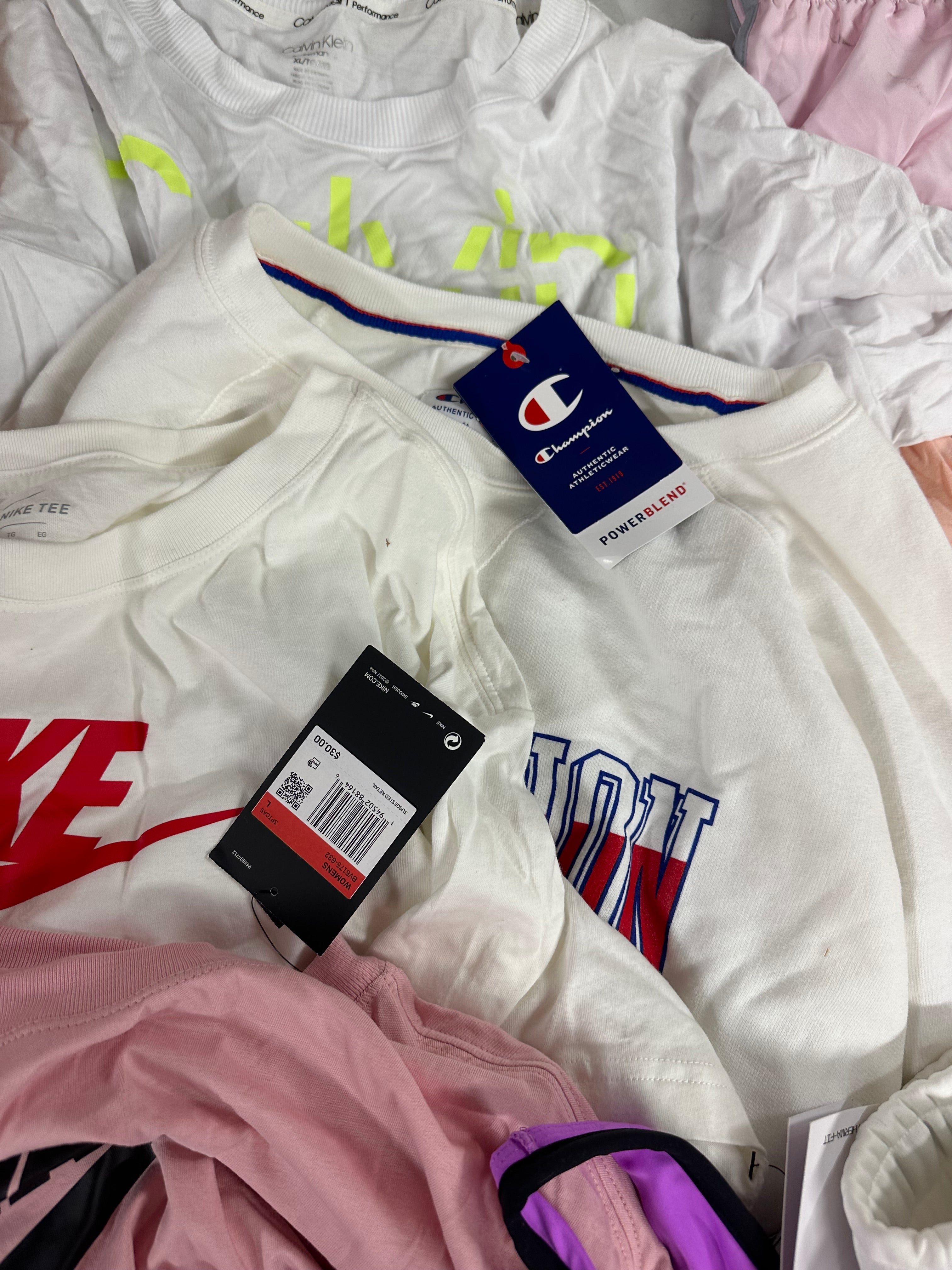 Women's Clothings Assorted, Wholesale Lot, ADIDAS, COLUMBIA, UNDER ARMOUR, FREE PEOPLE, CALVIN KLEIN, CHAMPION, NIKE, DKNY, ANNE COLE COLLECTION, FREE PEOPLE, LA BLANCA and more, 21 items, CUSTOMER RETURNS