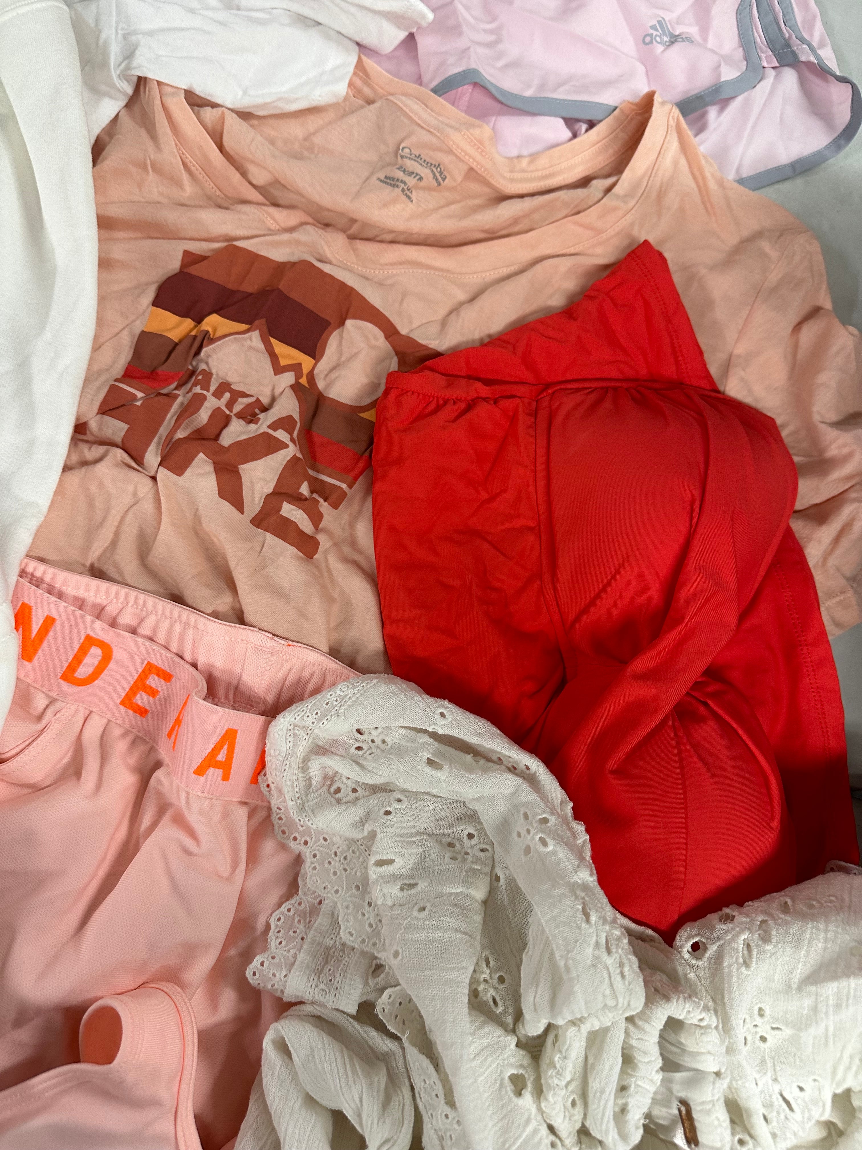 Women's Clothings Assorted, Wholesale Lot, ADIDAS, COLUMBIA, UNDER ARMOUR, FREE PEOPLE, CALVIN KLEIN, CHAMPION, NIKE, DKNY, ANNE COLE COLLECTION, FREE PEOPLE, LA BLANCA and more, 21 items, CUSTOMER RETURNS