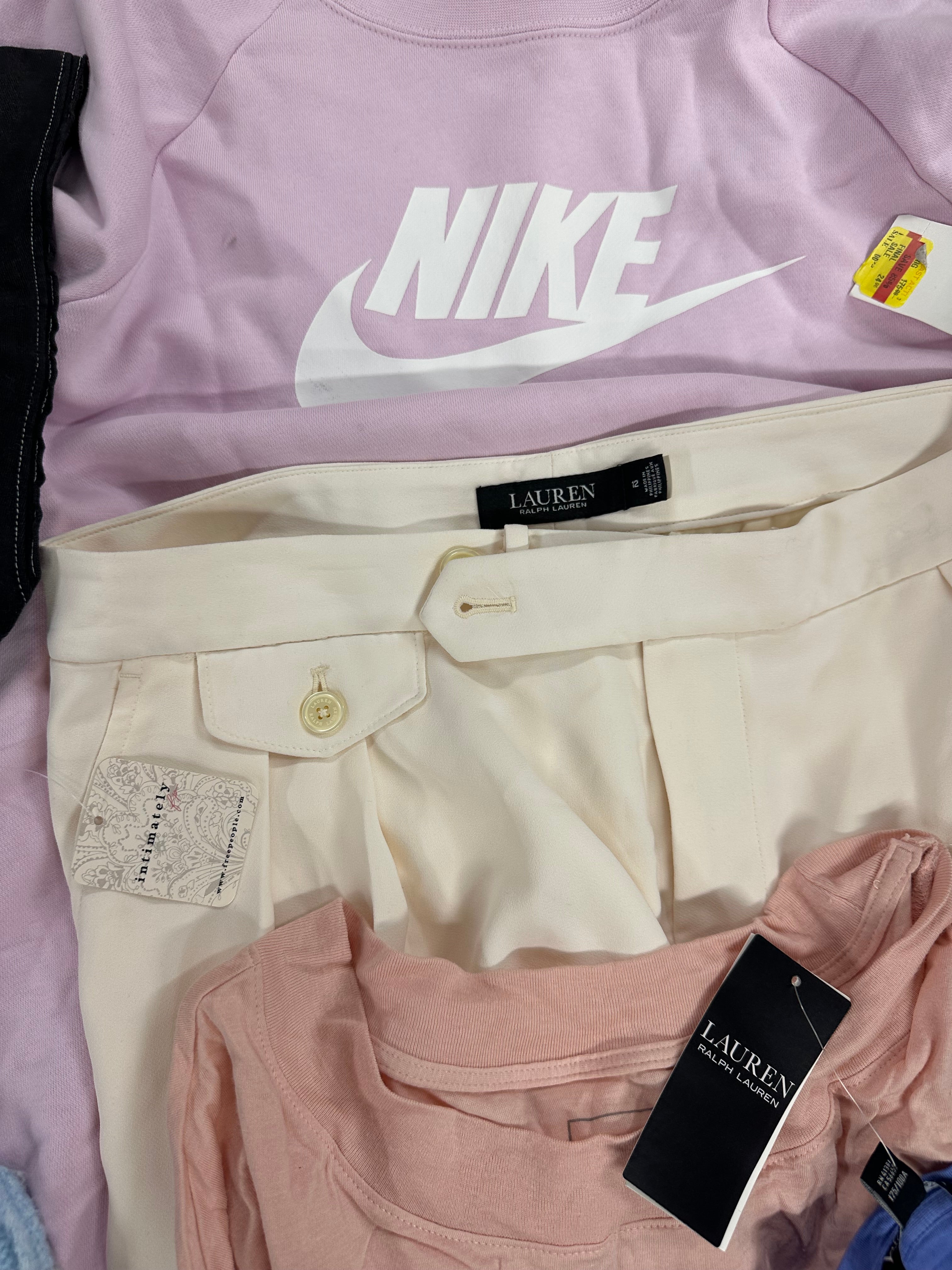 Women's Clothings Assorted Wholesale Lot, NIKE, NORTH FACE, POLO RALPH LAUREN, FREE PEOPLE, VINCE CAMUTO and more, 17 items, CUSTOMER RETURNS