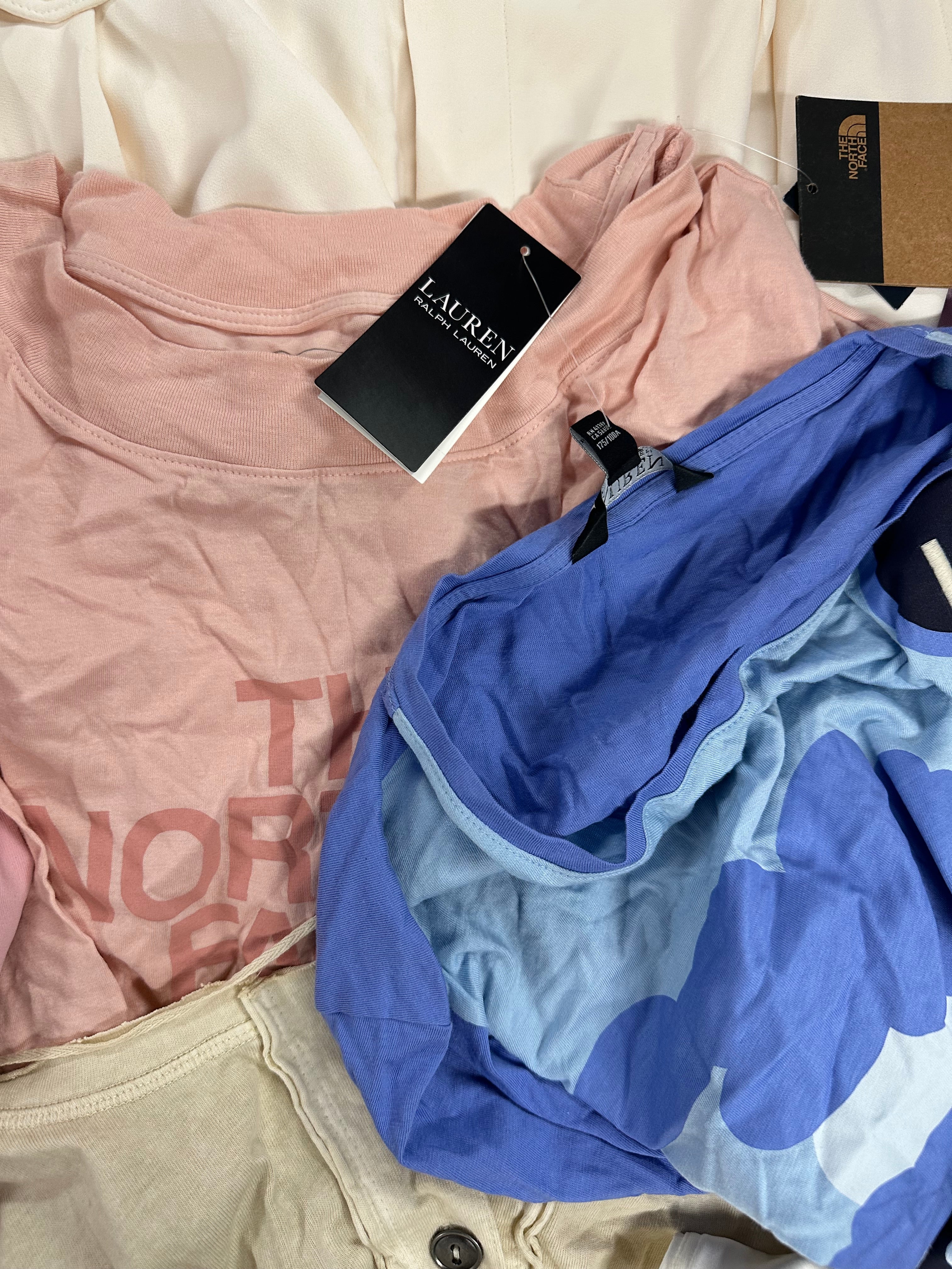Women's Clothings Assorted Wholesale Lot, NIKE, NORTH FACE, POLO RALPH LAUREN, FREE PEOPLE, VINCE CAMUTO and more, 17 items, CUSTOMER RETURNS