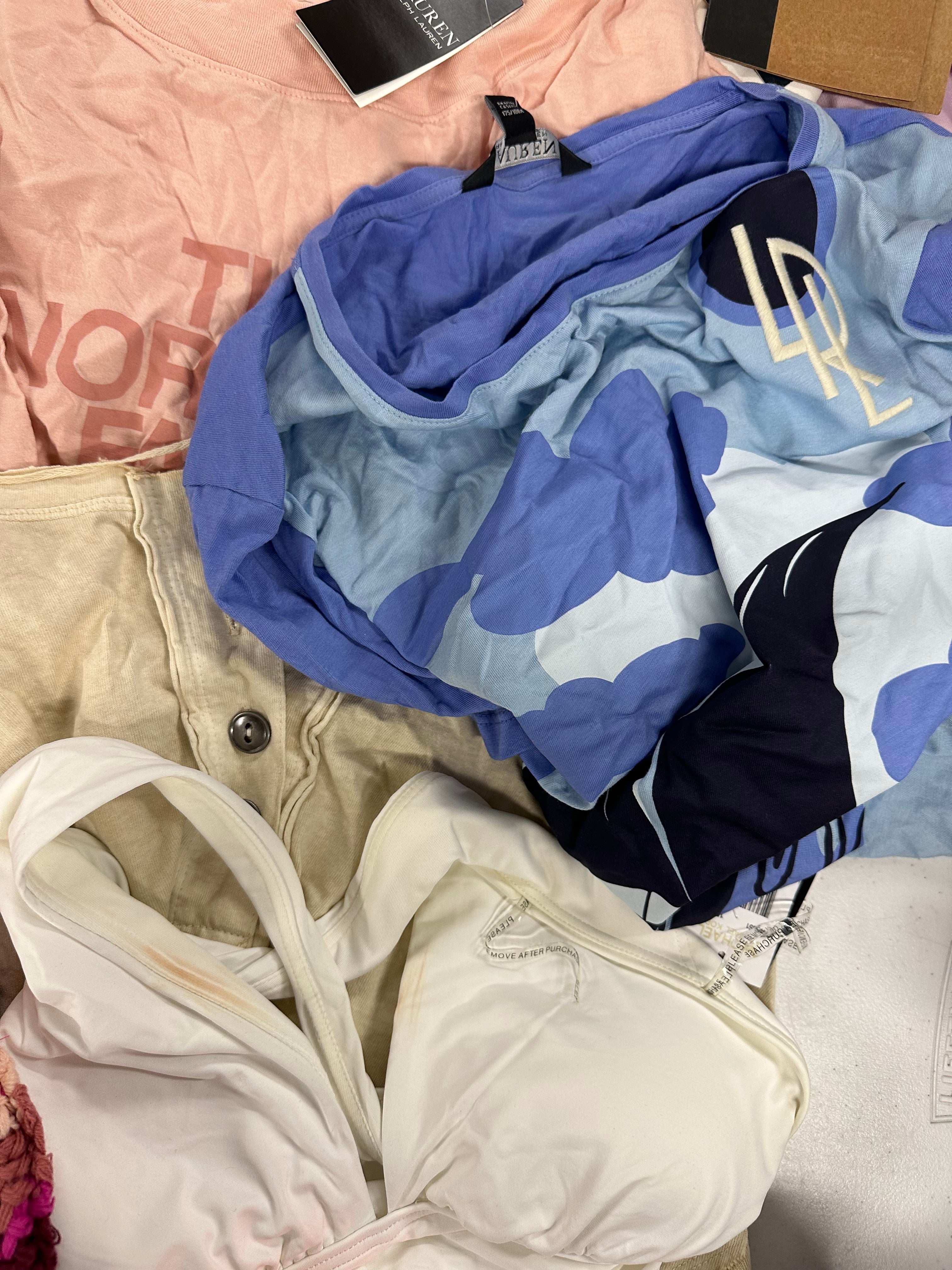 Women's Clothings Assorted Wholesale Lot, NIKE, NORTH FACE, POLO RALPH LAUREN, FREE PEOPLE, VINCE CAMUTO and more, 17 items, CUSTOMER RETURNS